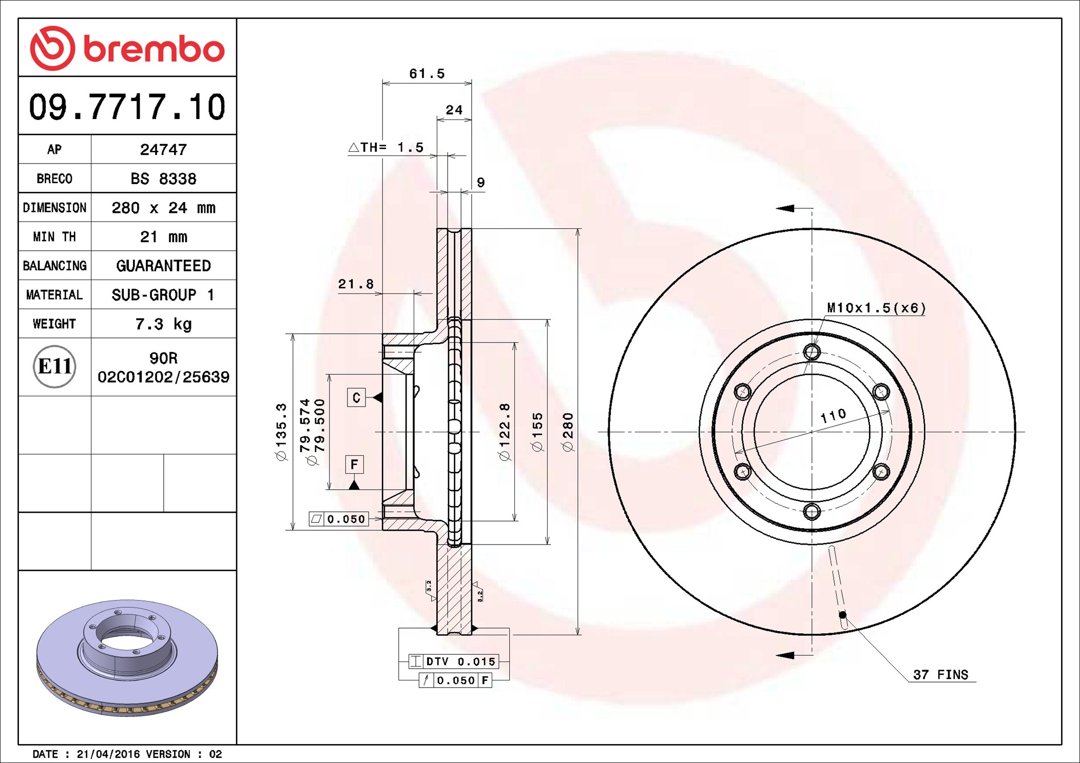 Brake Disc - 09.7717.10 BREMBO