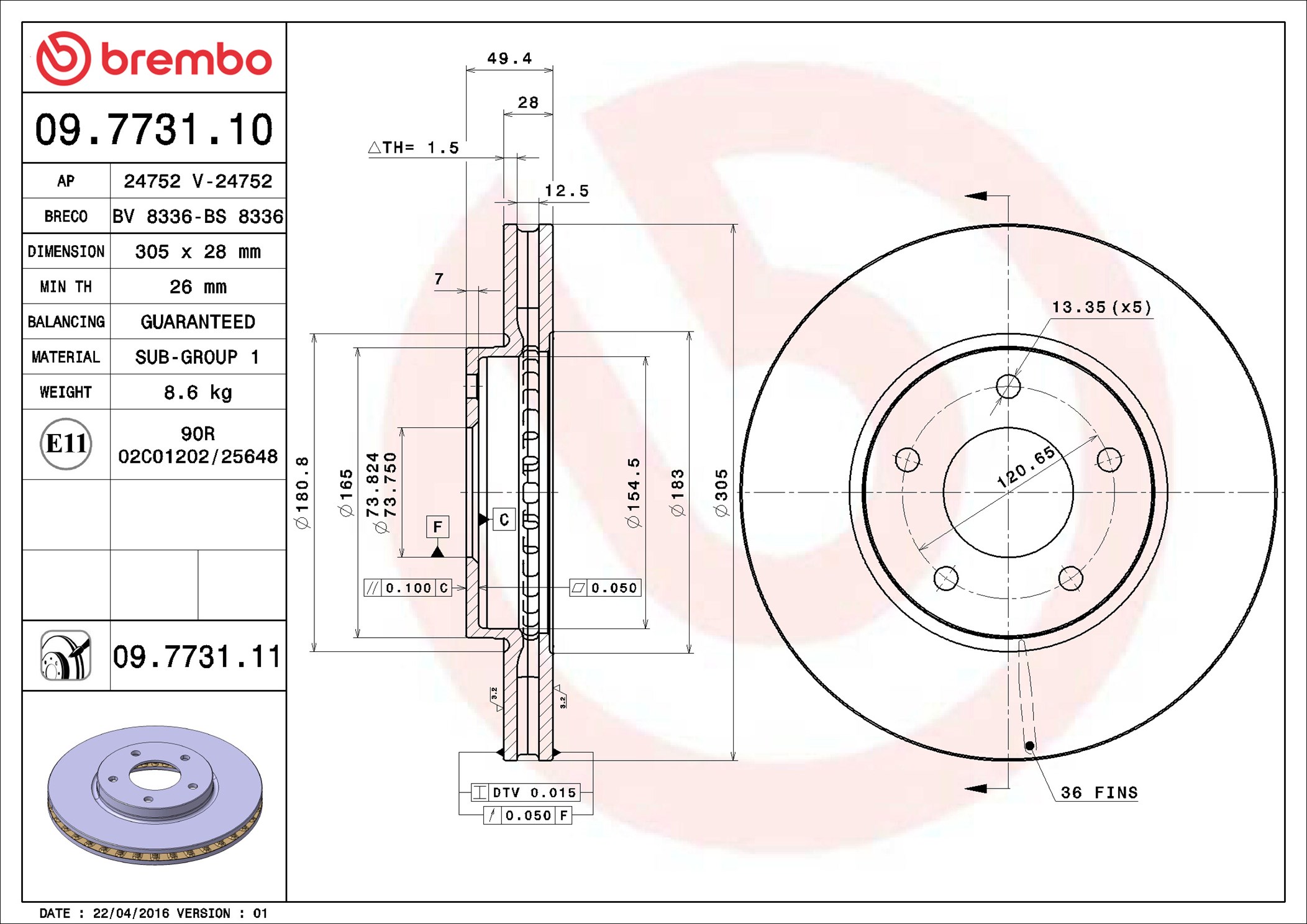 Discofreno - 09.7731.11 BREMBO