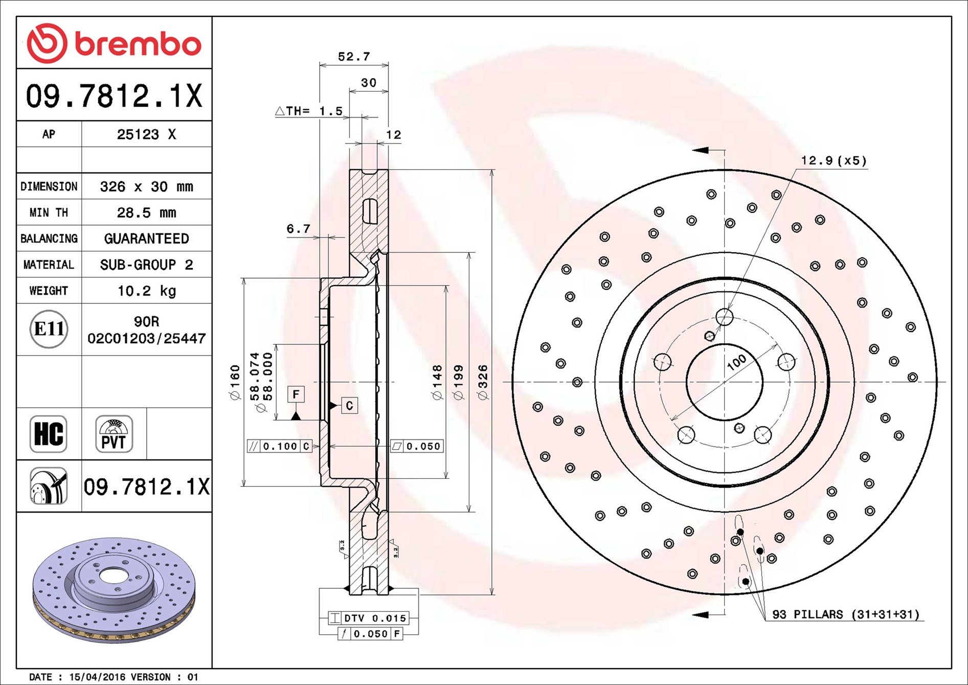 Brake Disc - 09.7812.1X BREMBO