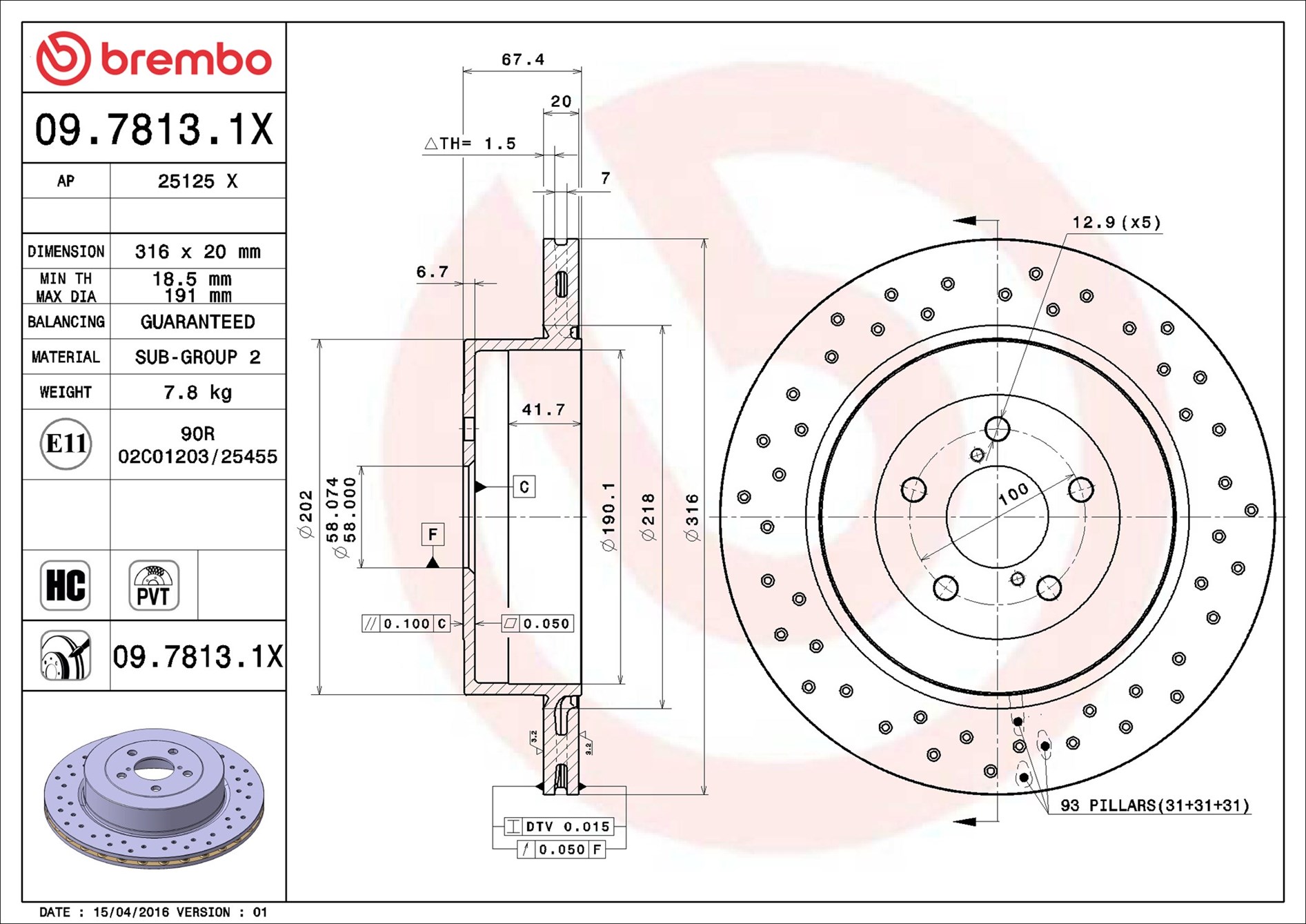 Discofreno - 09.7813.1X BREMBO