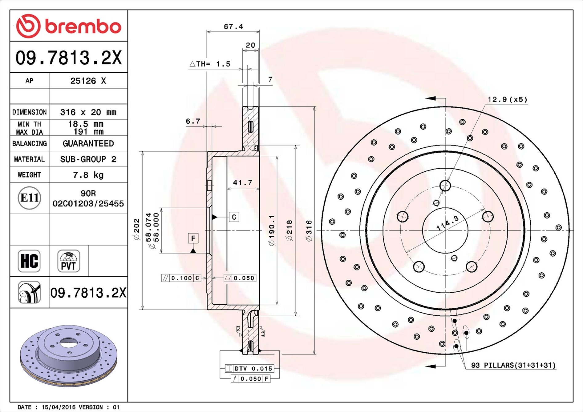 stabdžių diskas - 09.7813.2X BREMBO