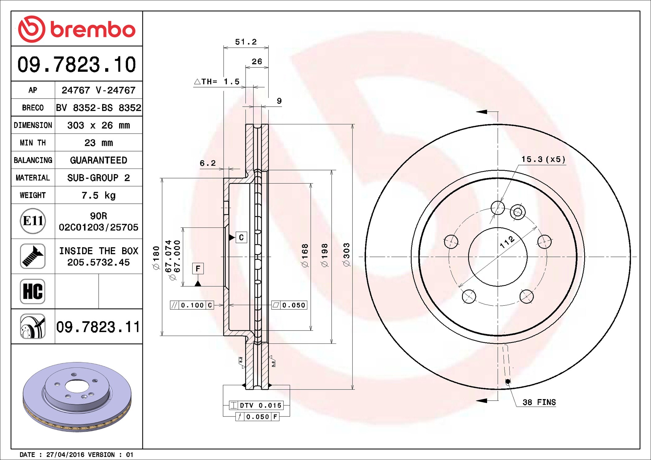Discofreno - 09.7823.10 BREMBO