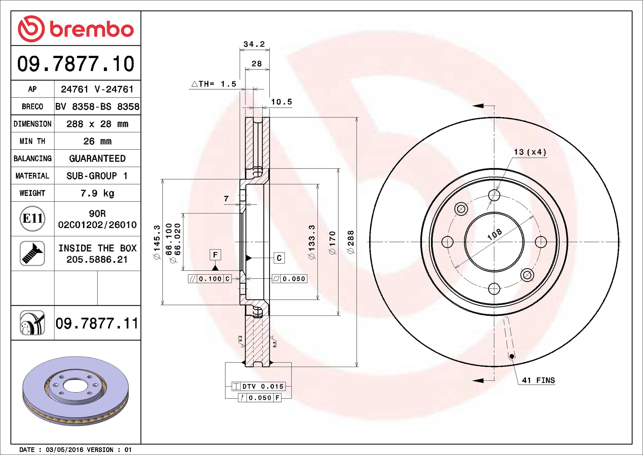 Discofreno - 09.7877.11 BREMBO