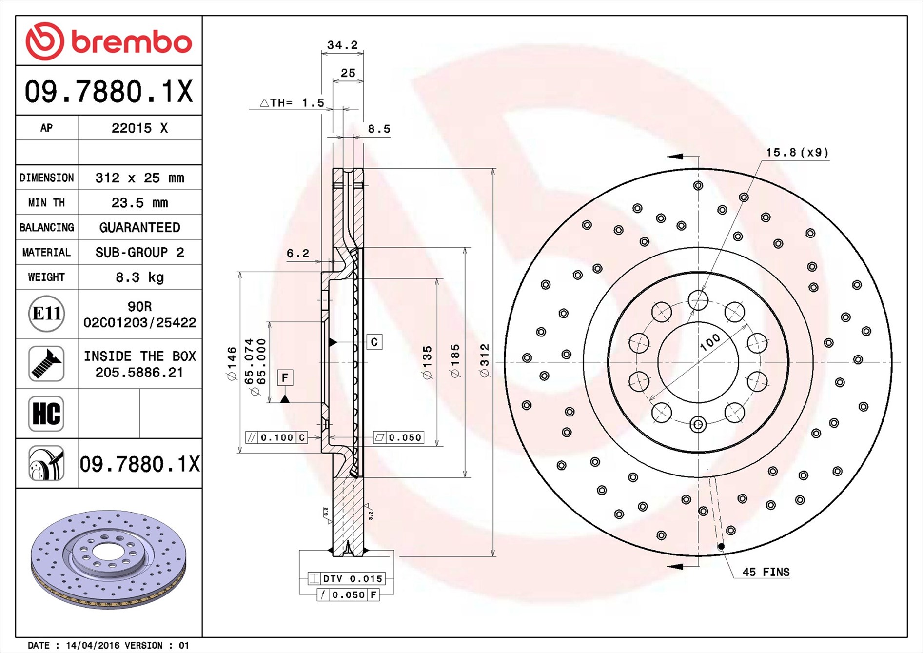 Brake Disc - 09.7880.1X BREMBO