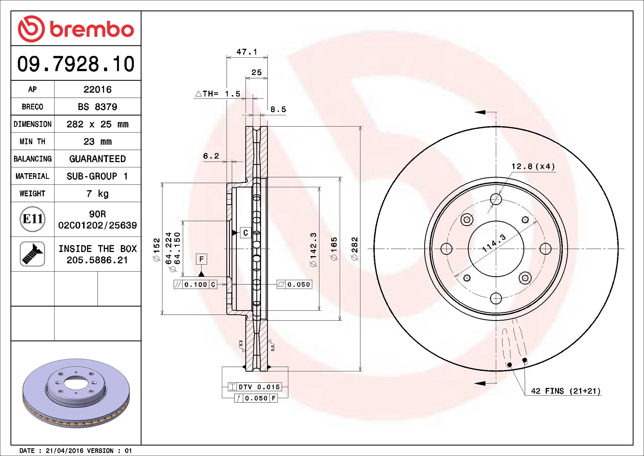 stabdžių diskas - 09.7928.10 BREMBO