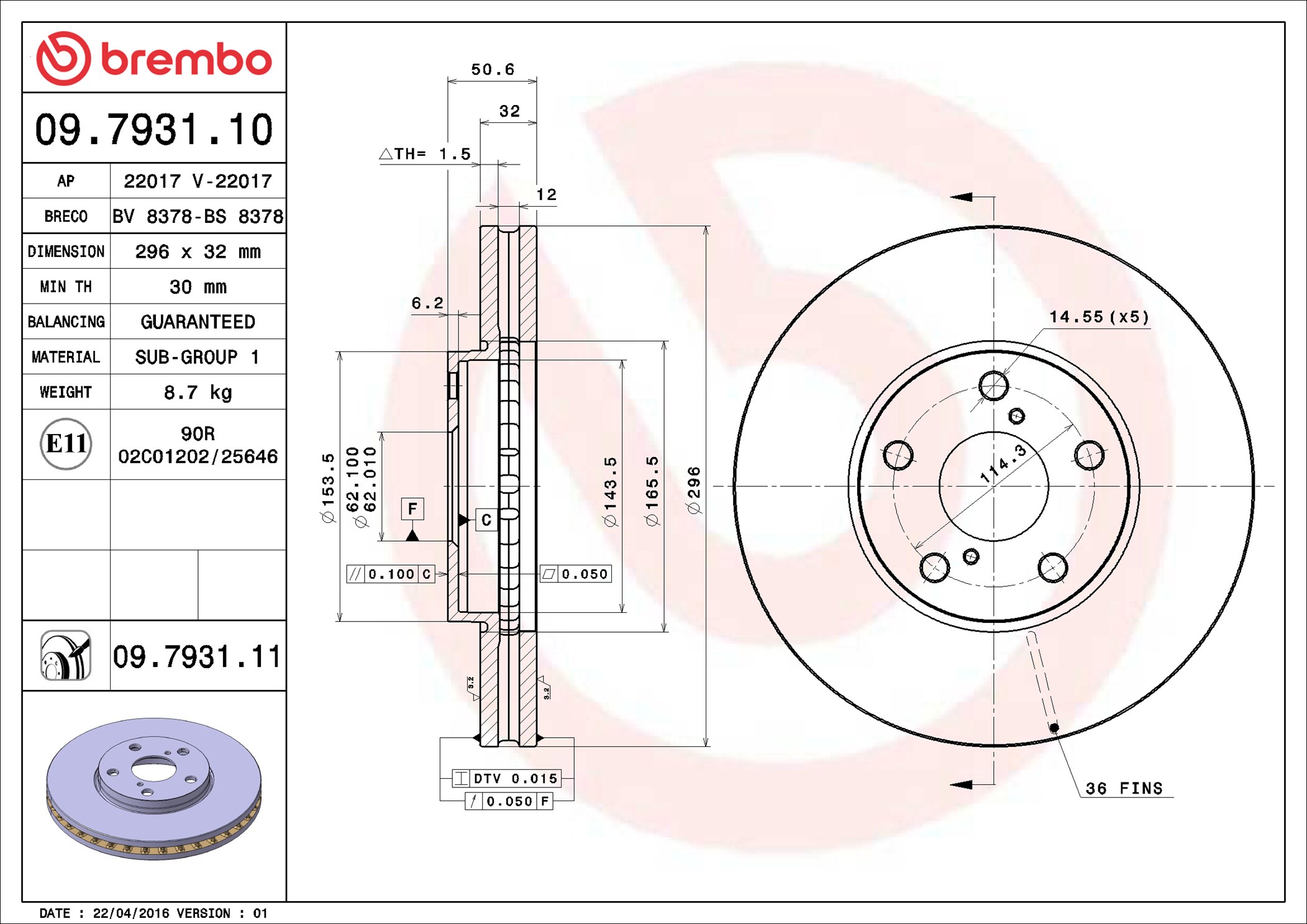 Brake Disc - 09.7931.11 BREMBO