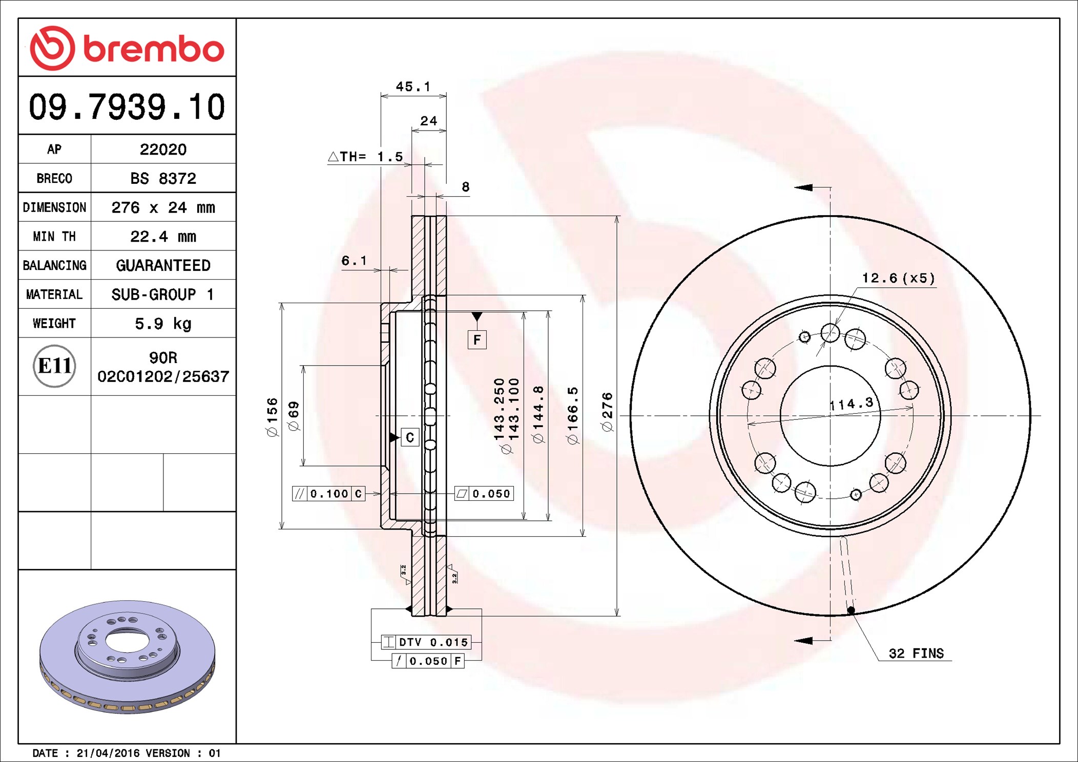Discofreno - 09.7939.10 BREMBO