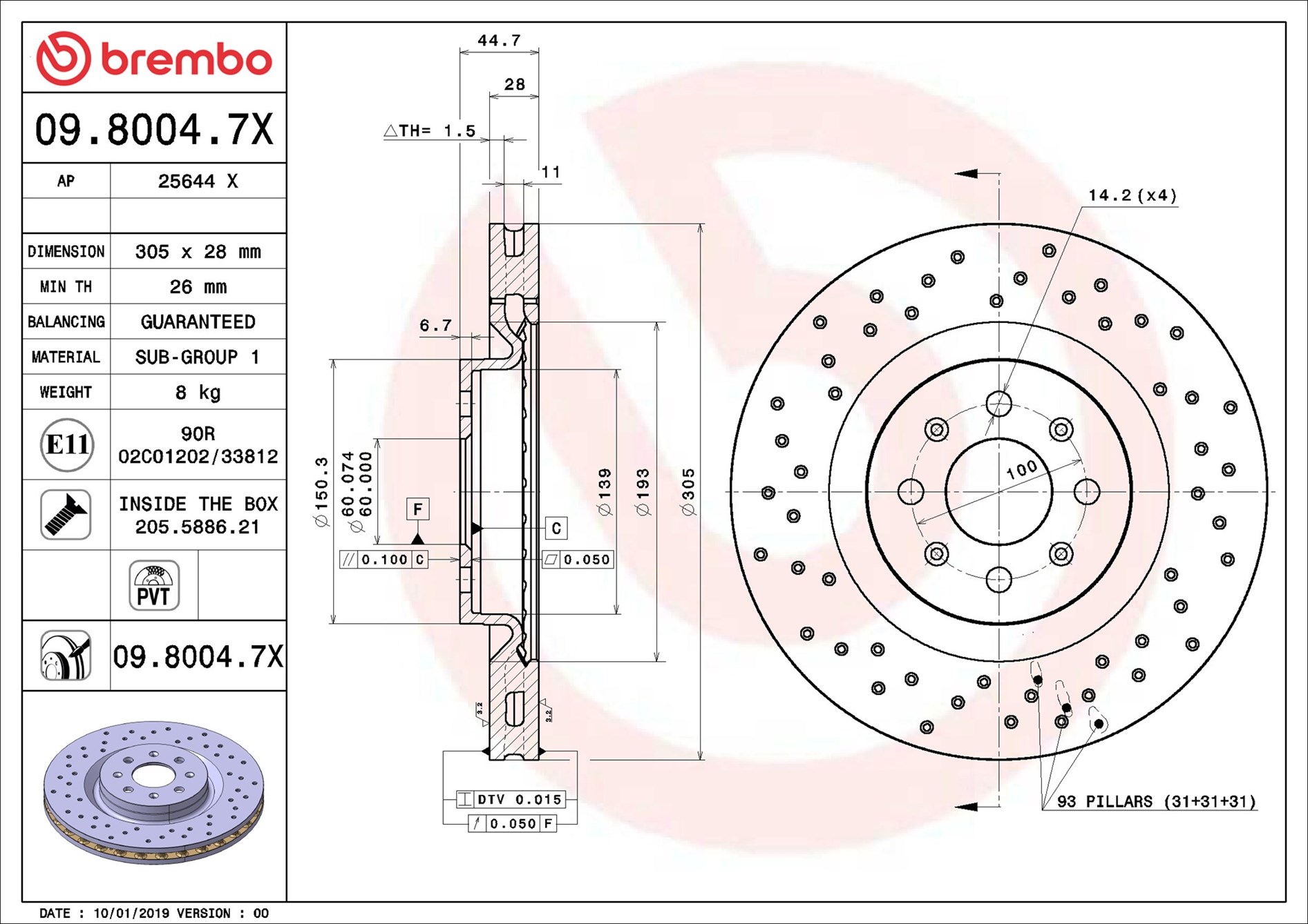 Brake Disc - 09.8004.7X BREMBO
