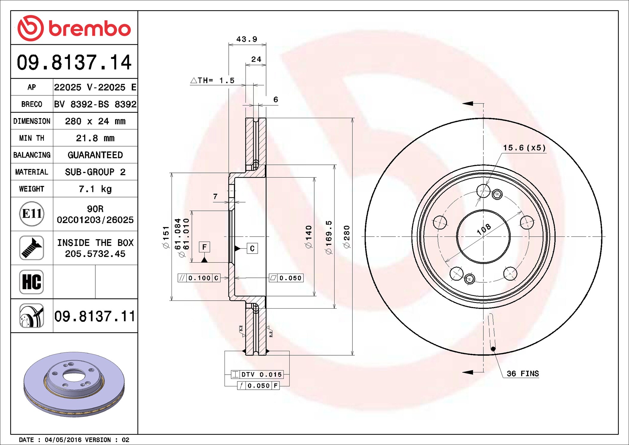 Discofreno - 09.8137.11 BREMBO