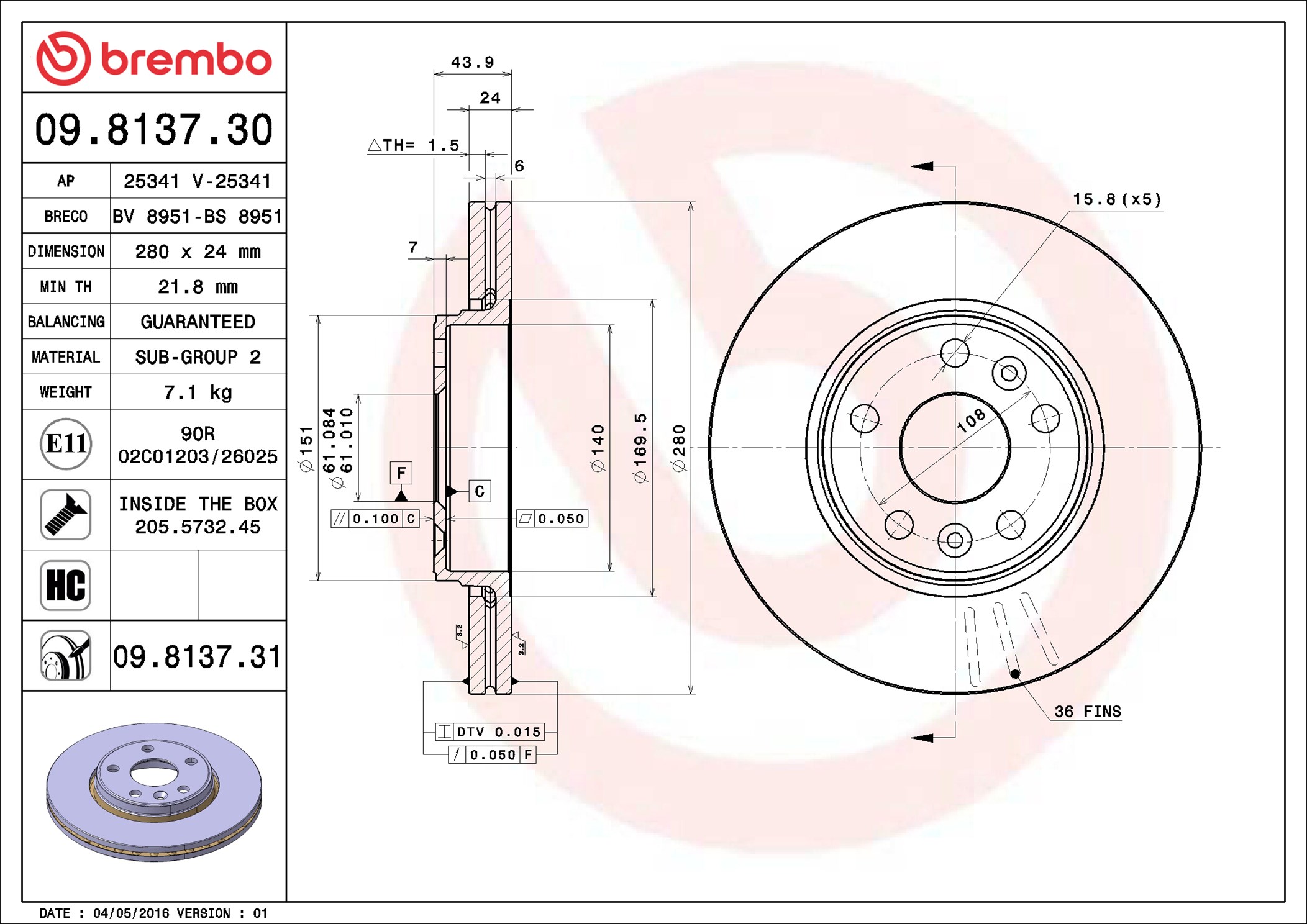 Discofreno - 09.8137.31 BREMBO