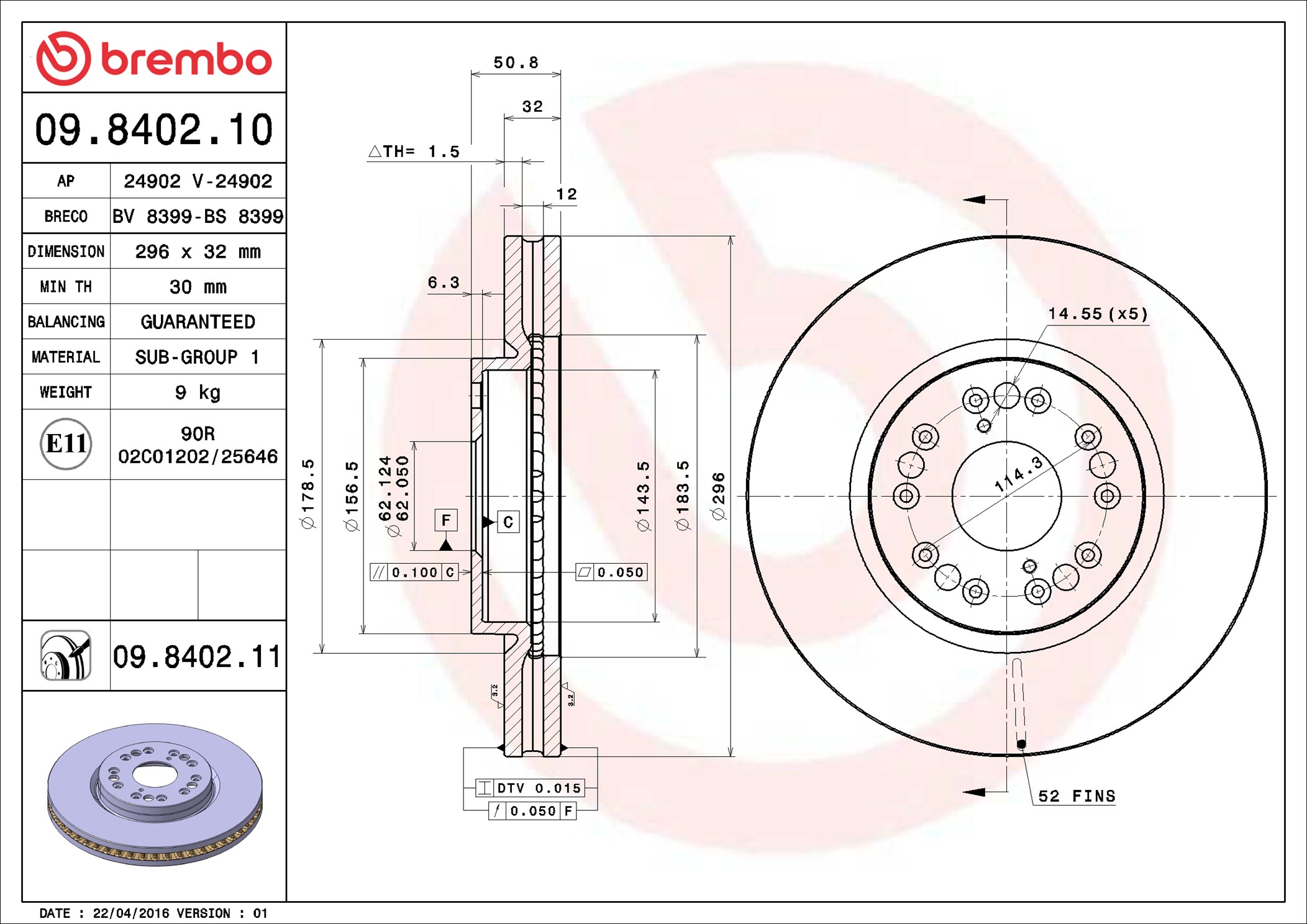 Discofreno - 09.8402.11 BREMBO