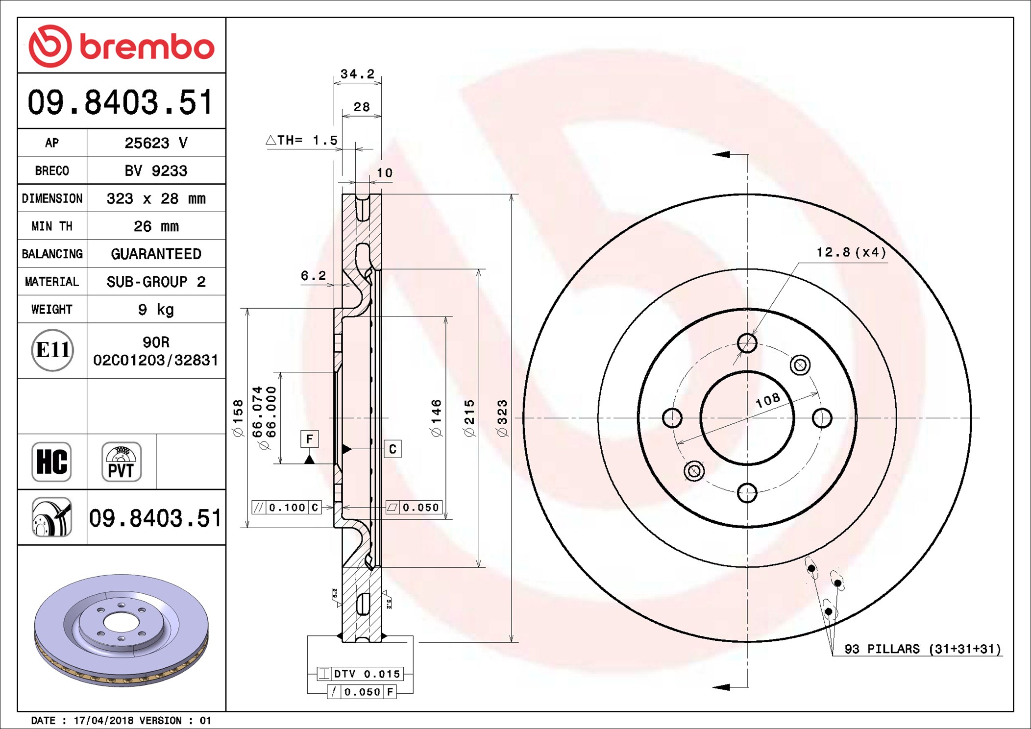 Discofreno - 09.8403.51 BREMBO