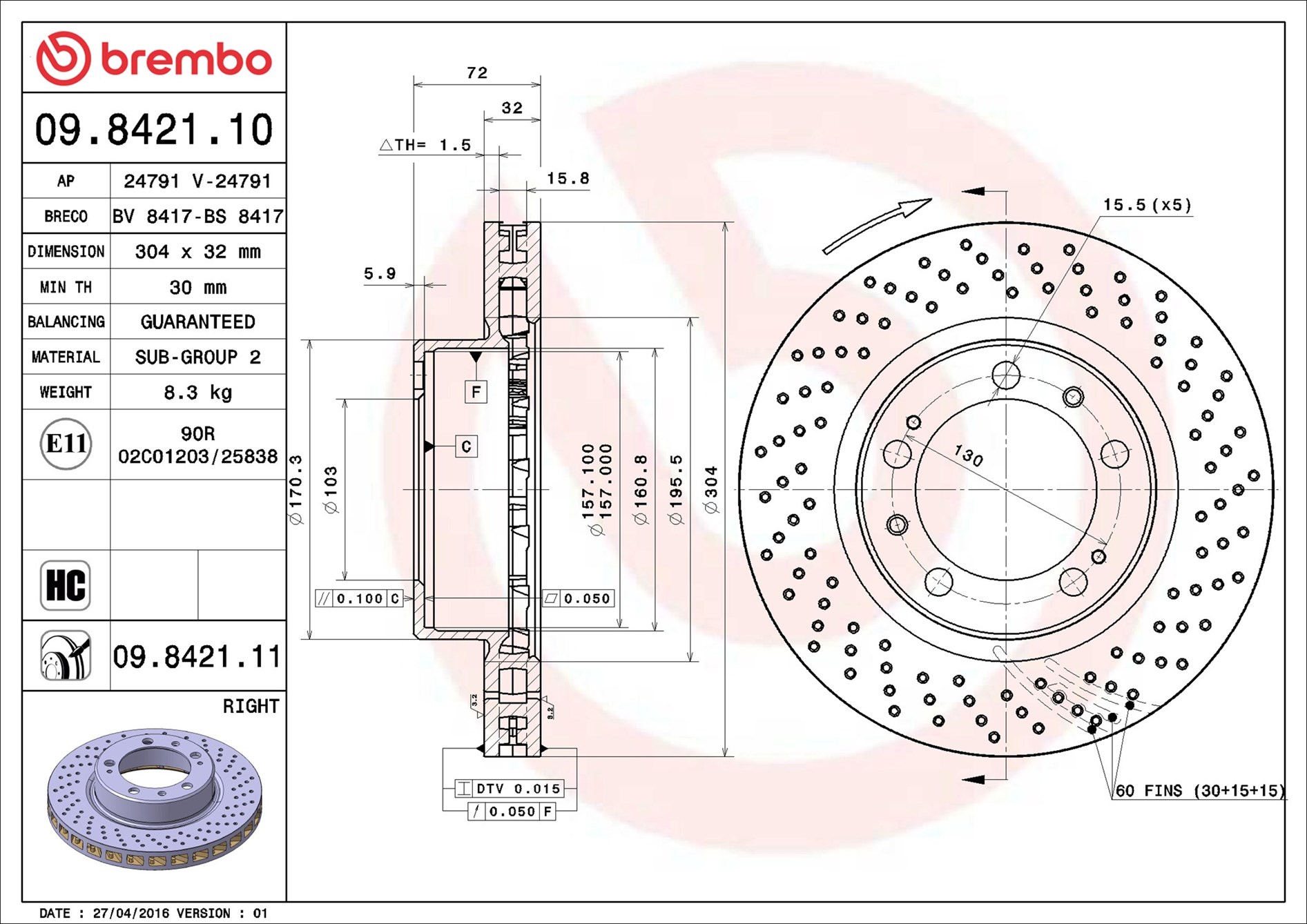 Discofreno - 09.8421.11 BREMBO