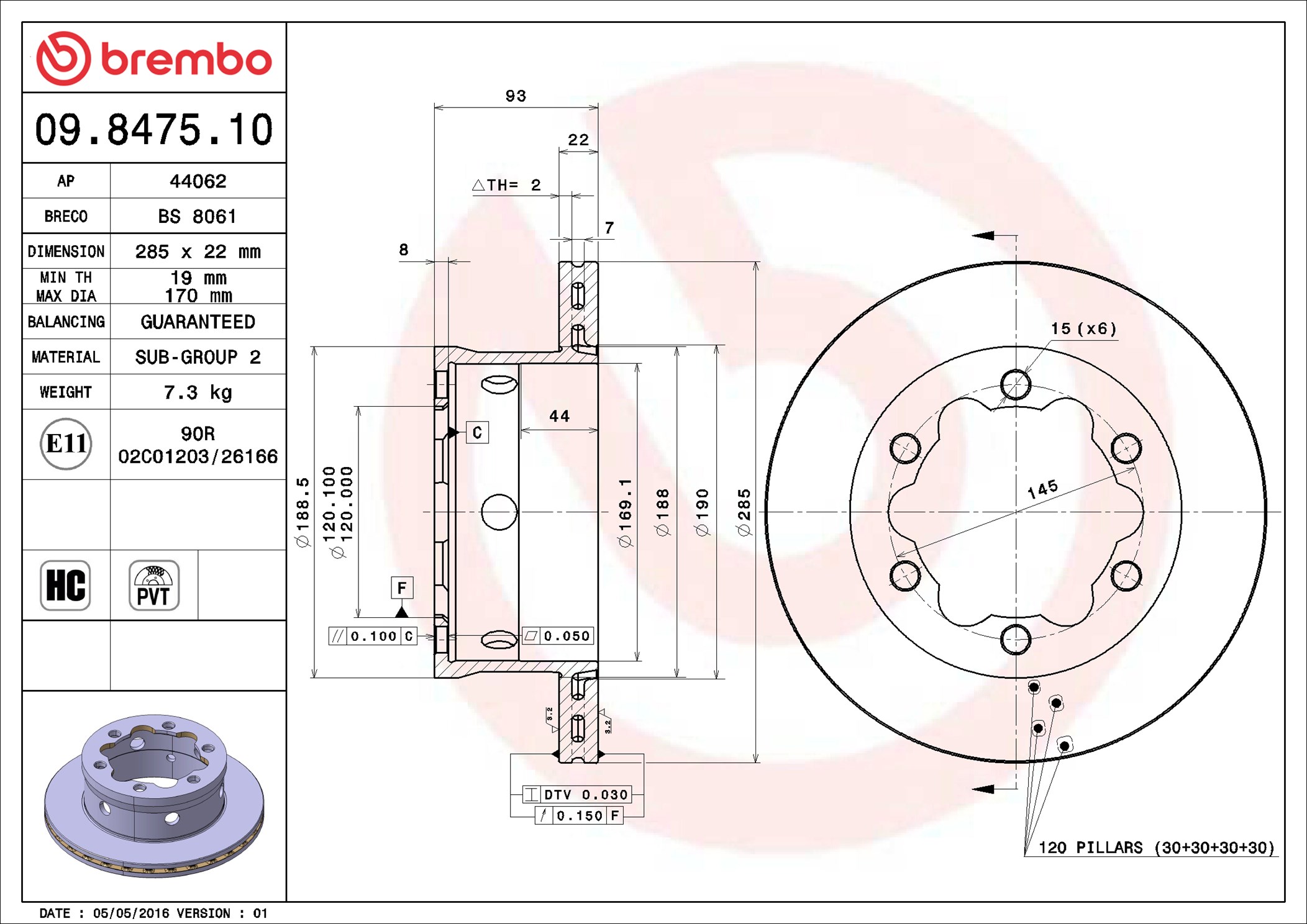 stabdžių diskas - 09.8475.10 BREMBO