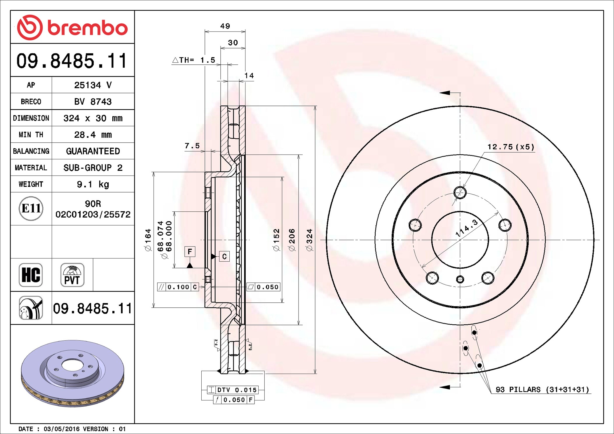Discofreno - 09.8485.11 BREMBO