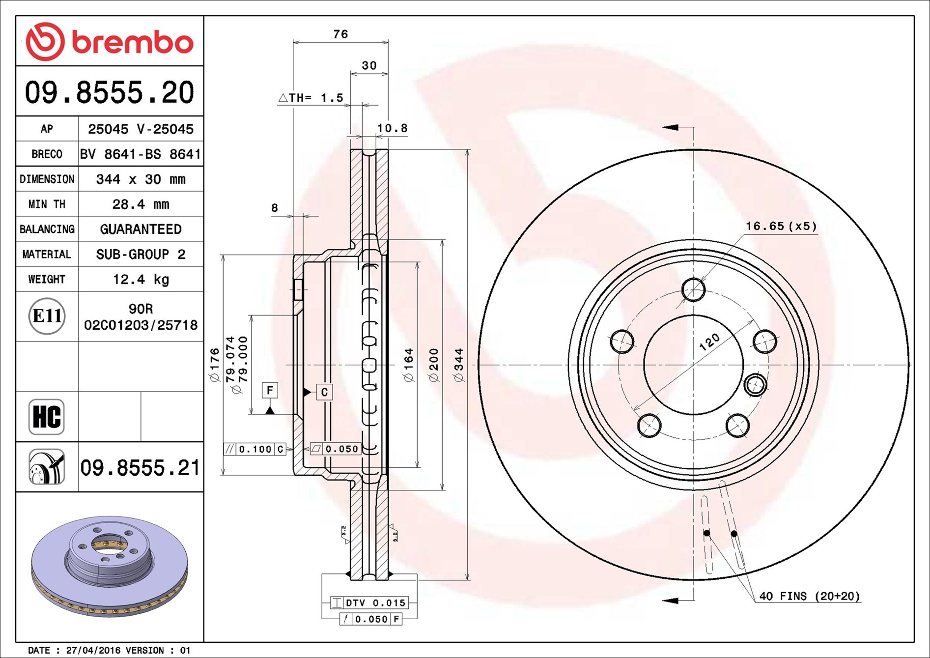 Discofreno - 09.8555.21 BREMBO