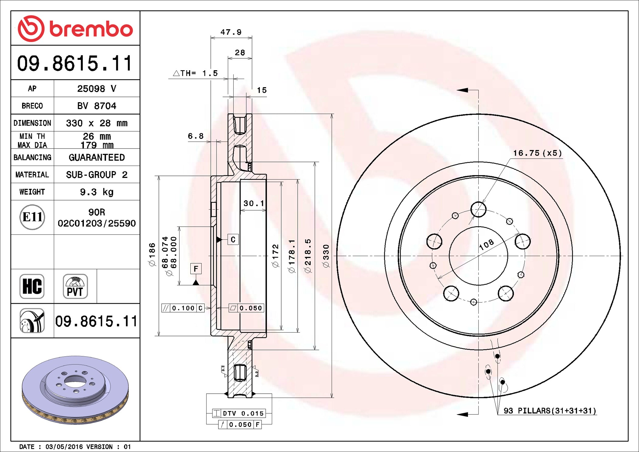 Discofreno - 09.8615.11 BREMBO
