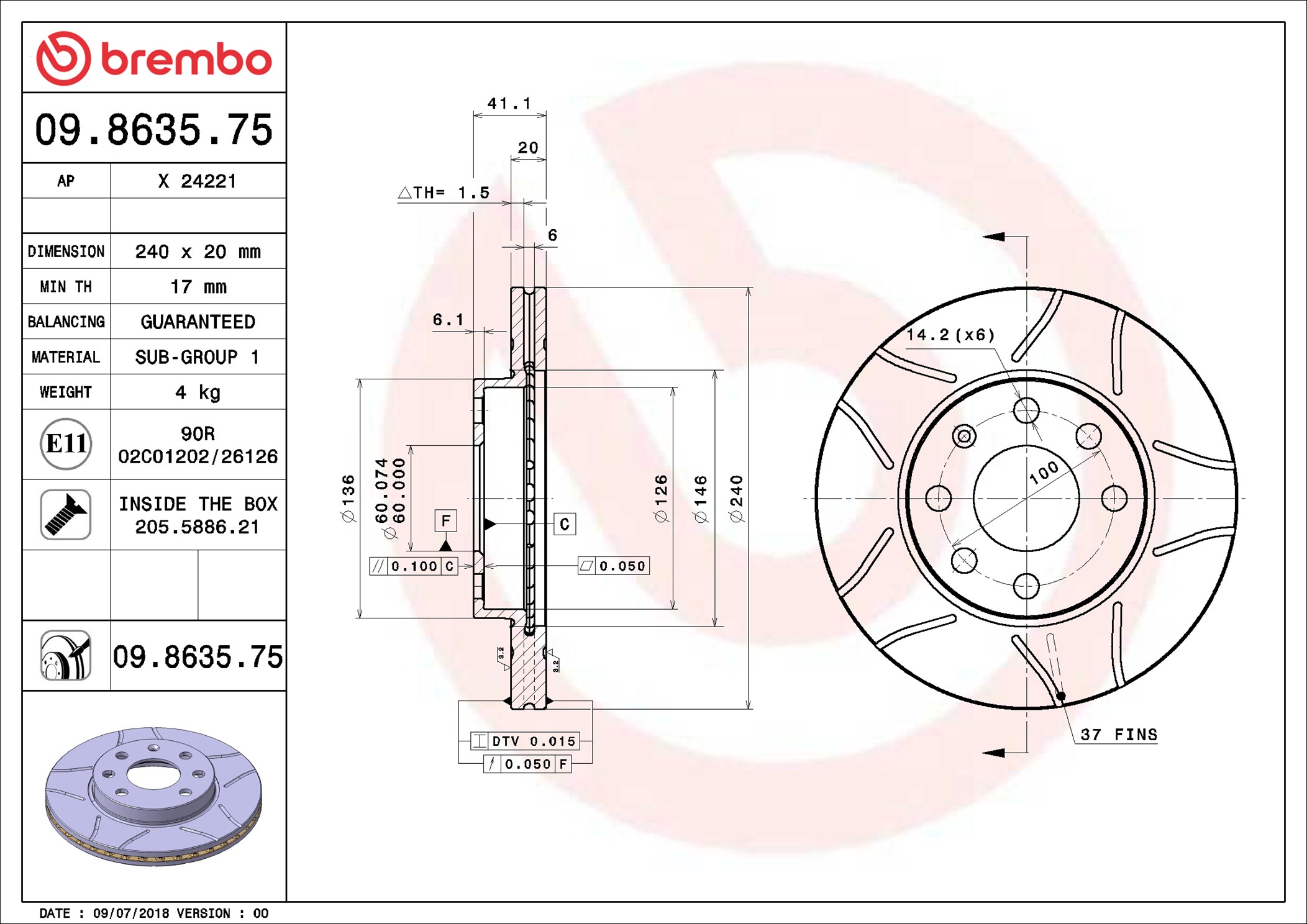stabdžių diskas - 09.8635.75 BREMBO