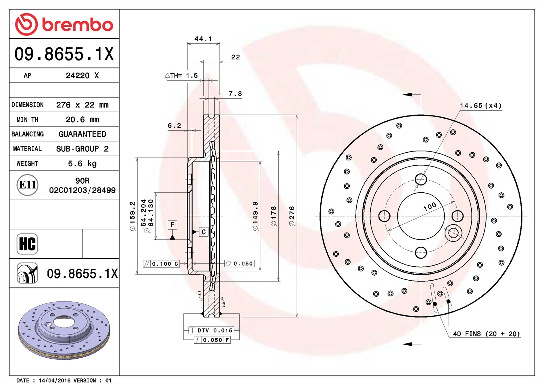 Discofreno - 09.8655.1X BREMBO