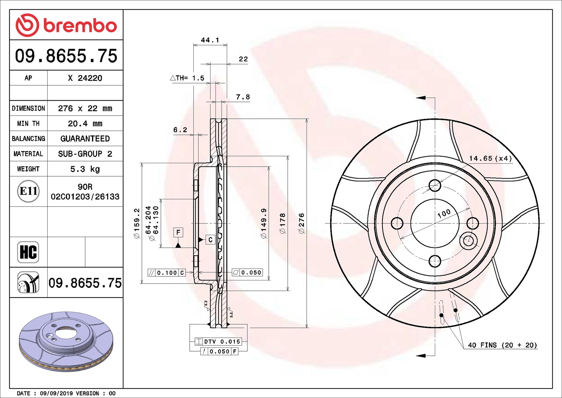 Discofreno - 09.8655.75 BREMBO