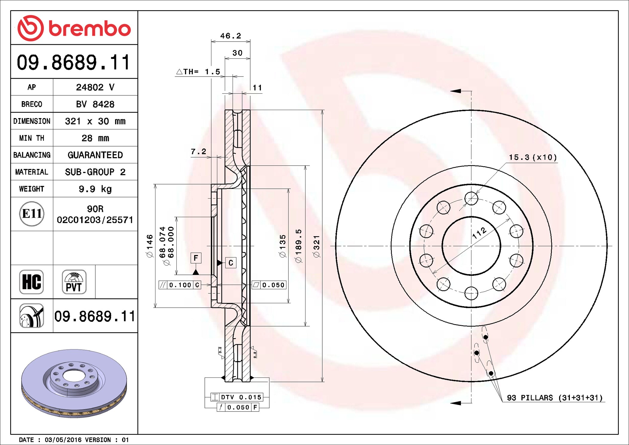 Discofreno - 09.8689.11 BREMBO