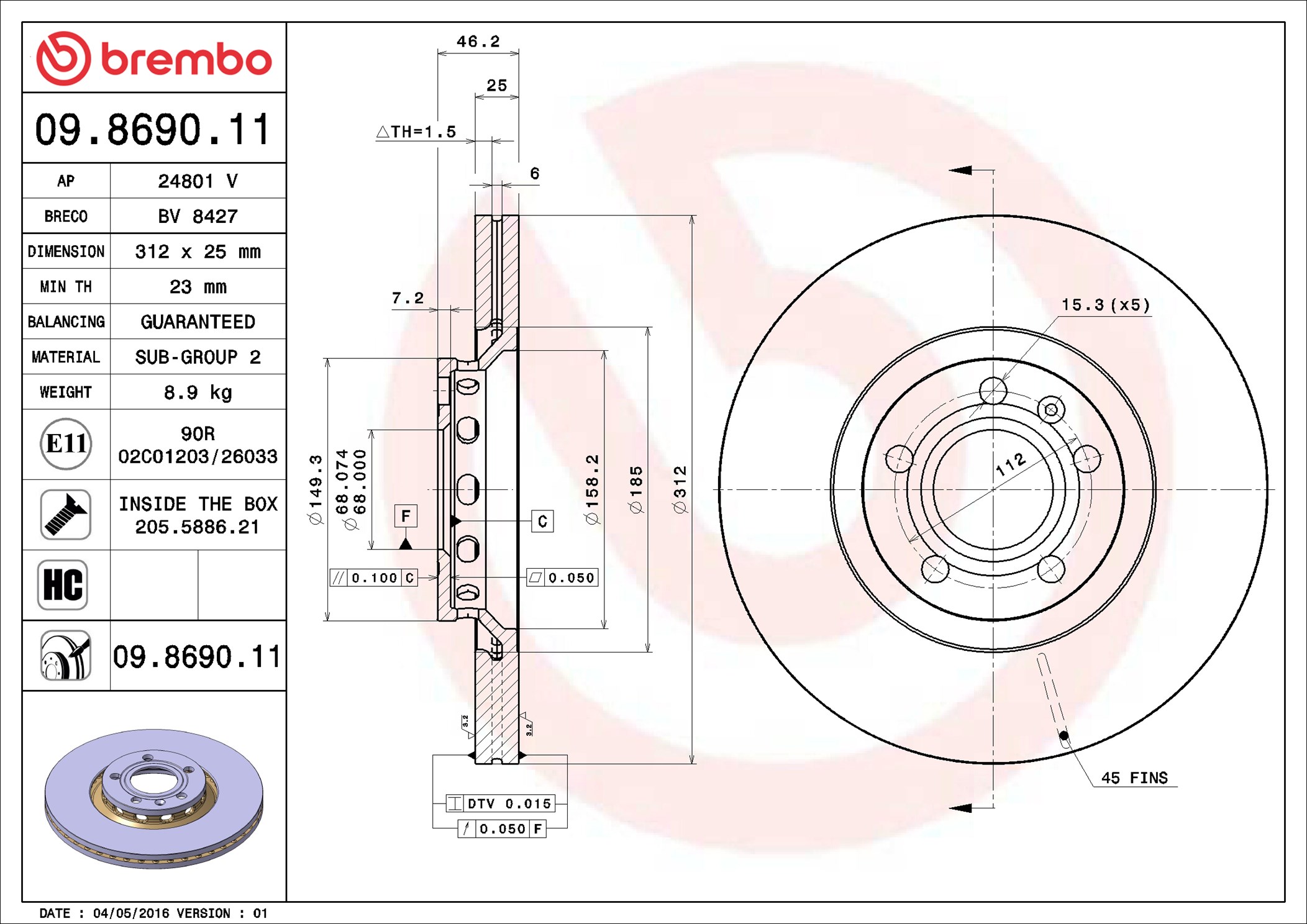 Discofreno - 09.8690.11 BREMBO