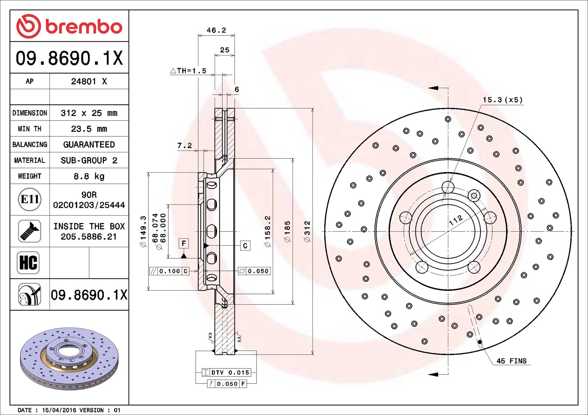 Discofreno - 09.8690.1X BREMBO