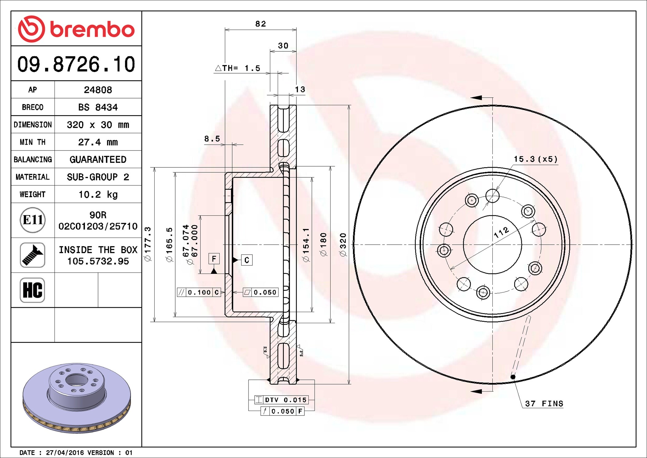 Discofreno - 09.8726.10 BREMBO