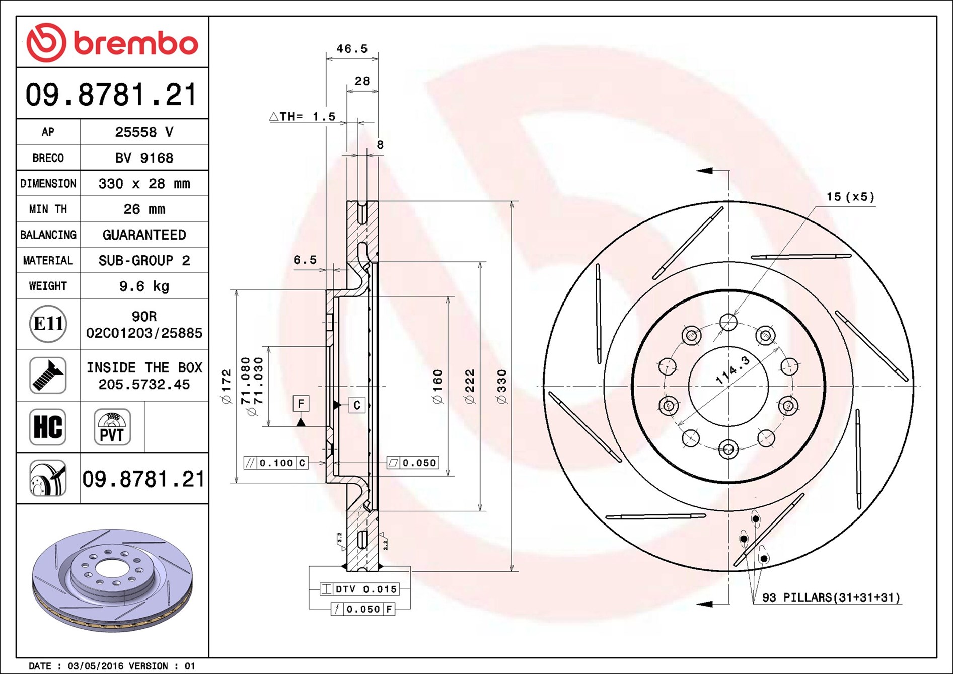 Brake Disc - 09.8781.21 BREMBO