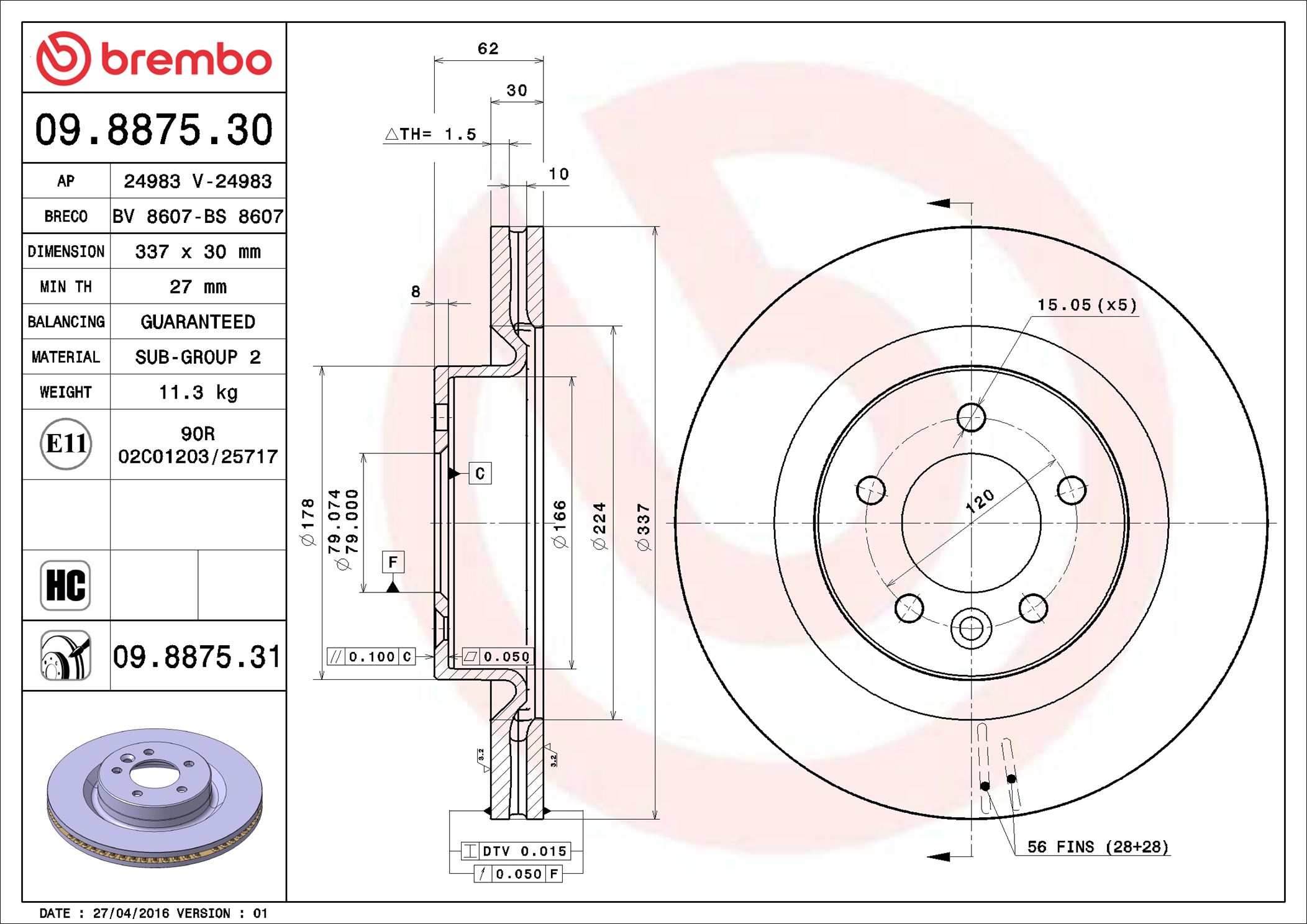 Discofreno - 09.8875.31 BREMBO