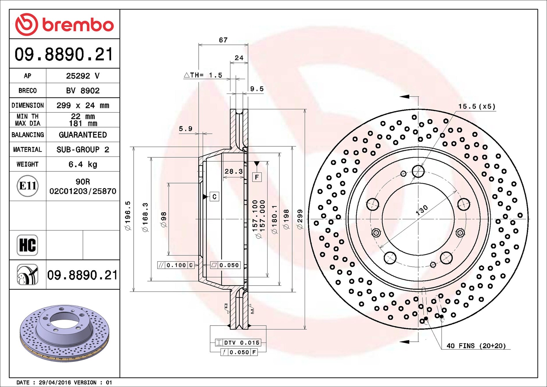 Discofreno - 09.8890.21 BREMBO