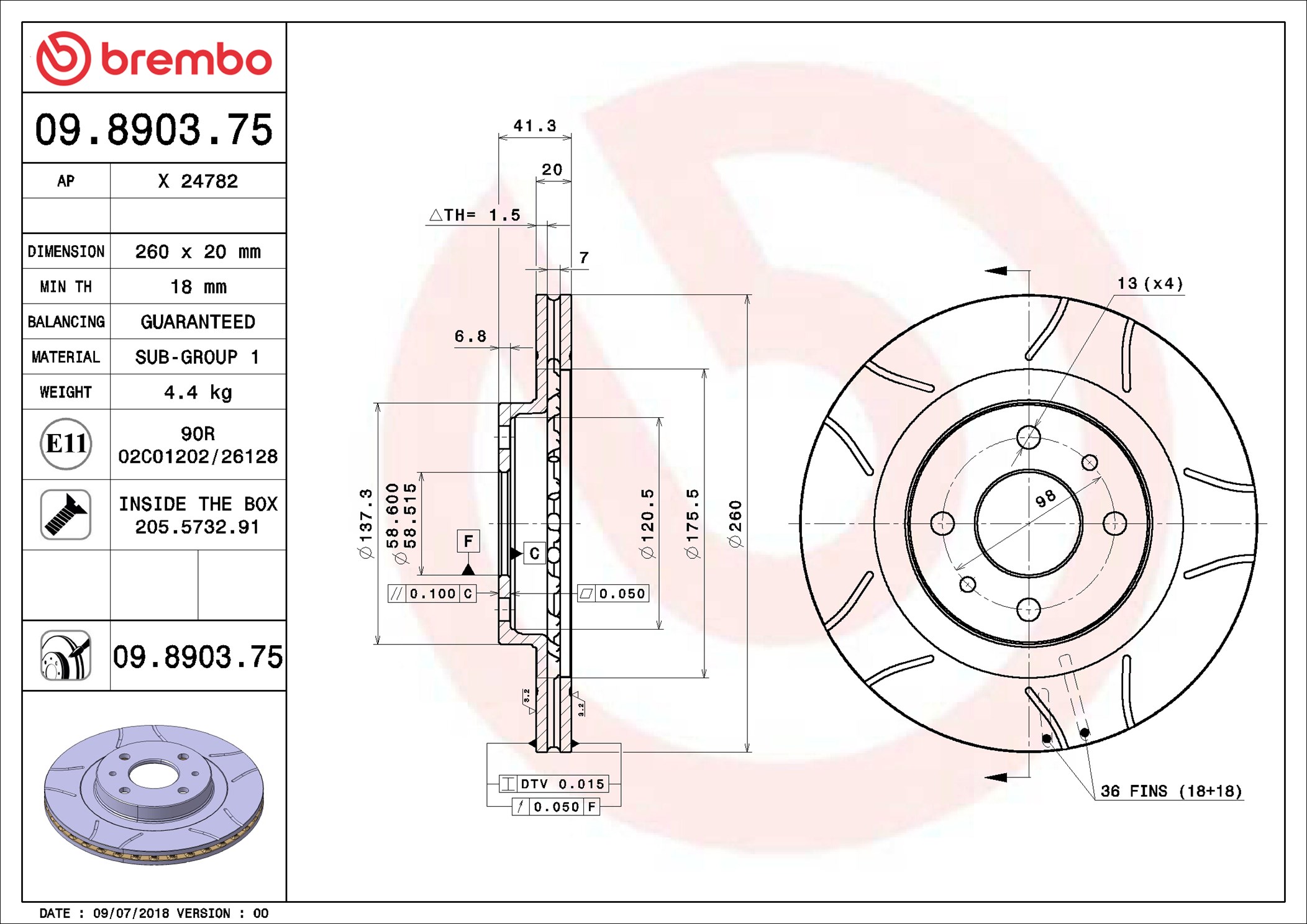Discofreno - 09.8903.75 BREMBO