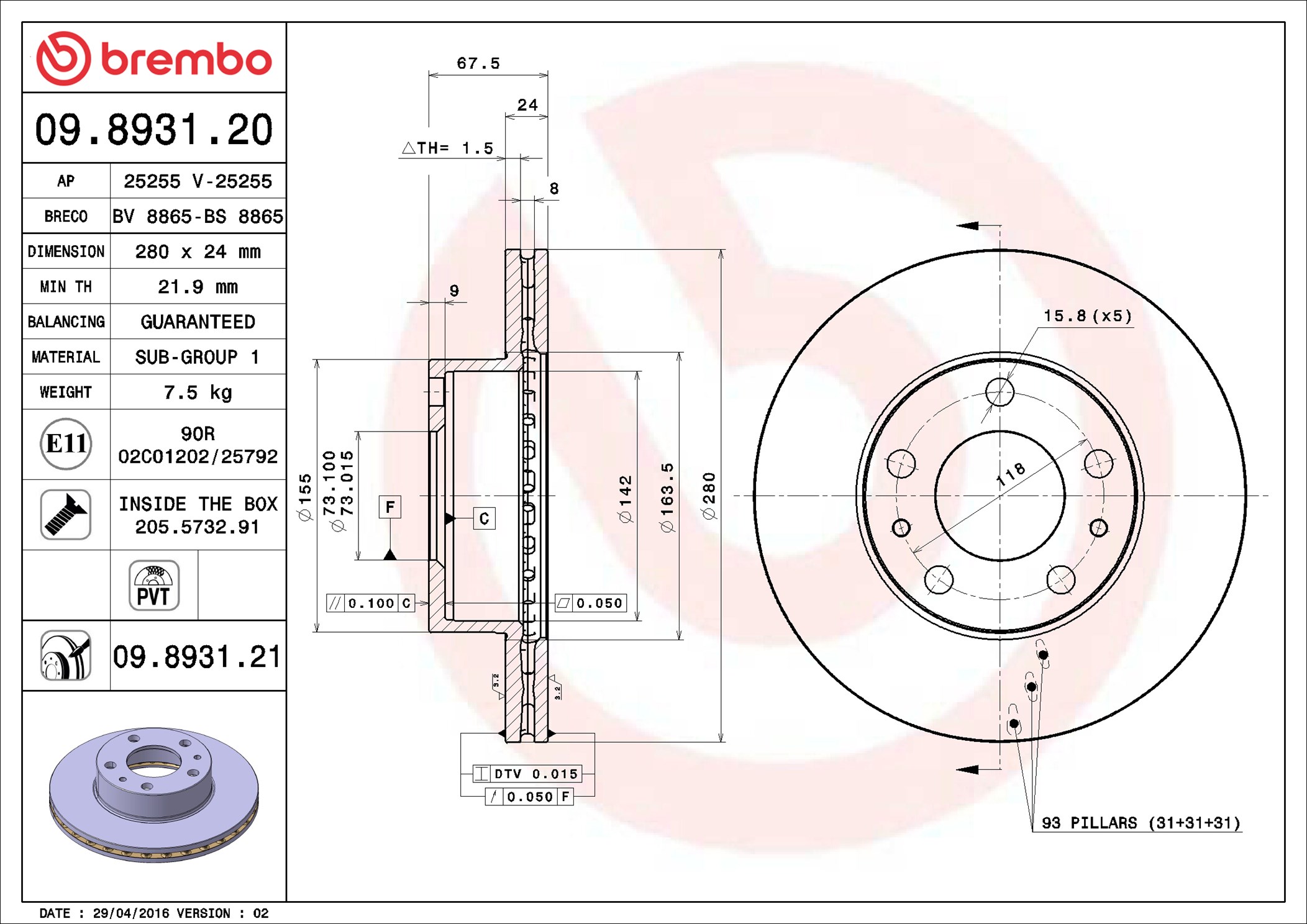 Discofreno - 09.8931.21 BREMBO