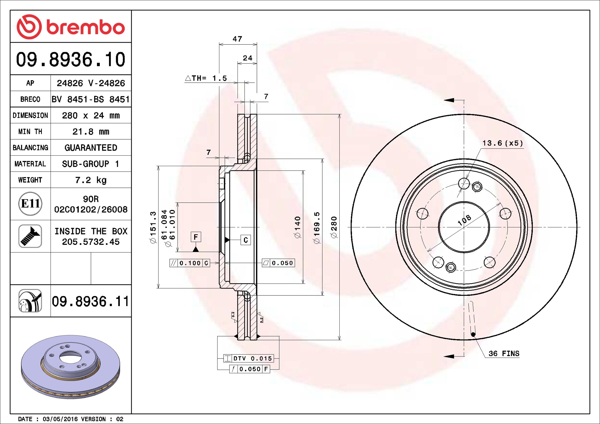 Discofreno - 09.8936.11 BREMBO