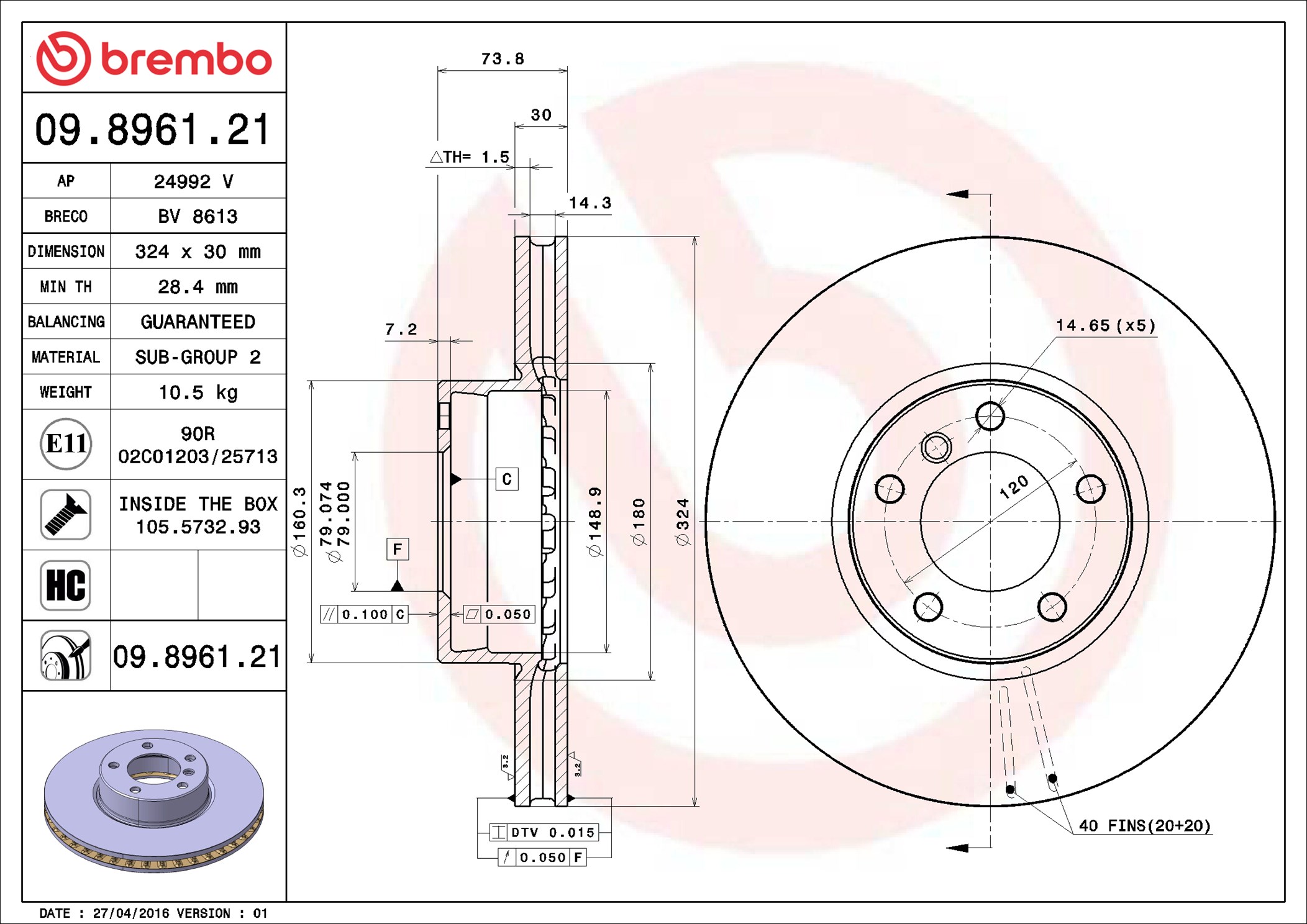 Discofreno - 09.8961.21 BREMBO