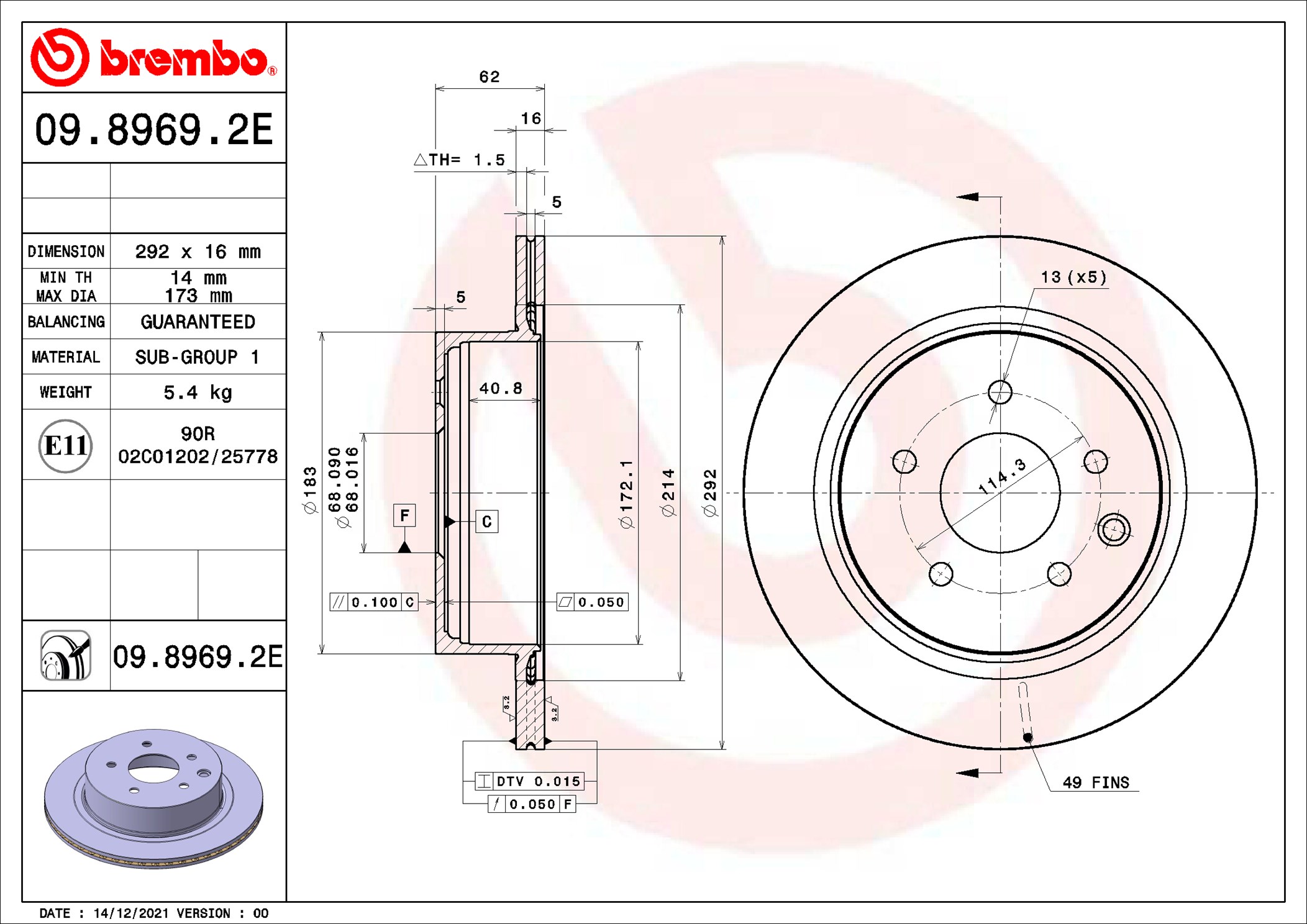 Brake Set, disc brakes - KT 08 020 BREMBO