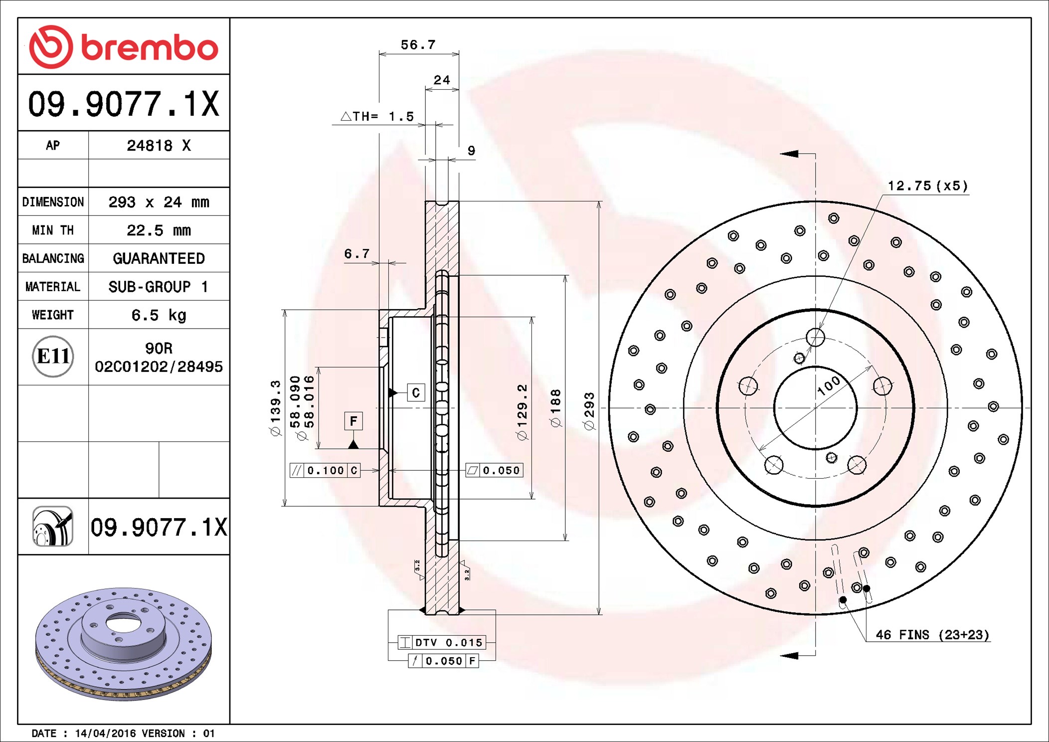 Discofreno - 09.9077.1X BREMBO
