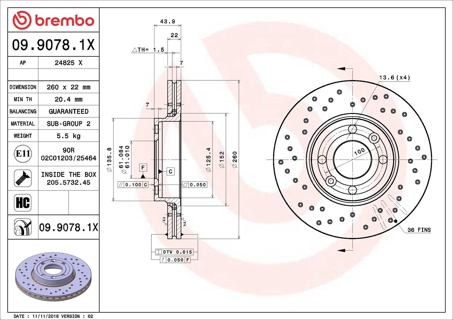 Bremsscheibe - 09.9078.1X BREMBO