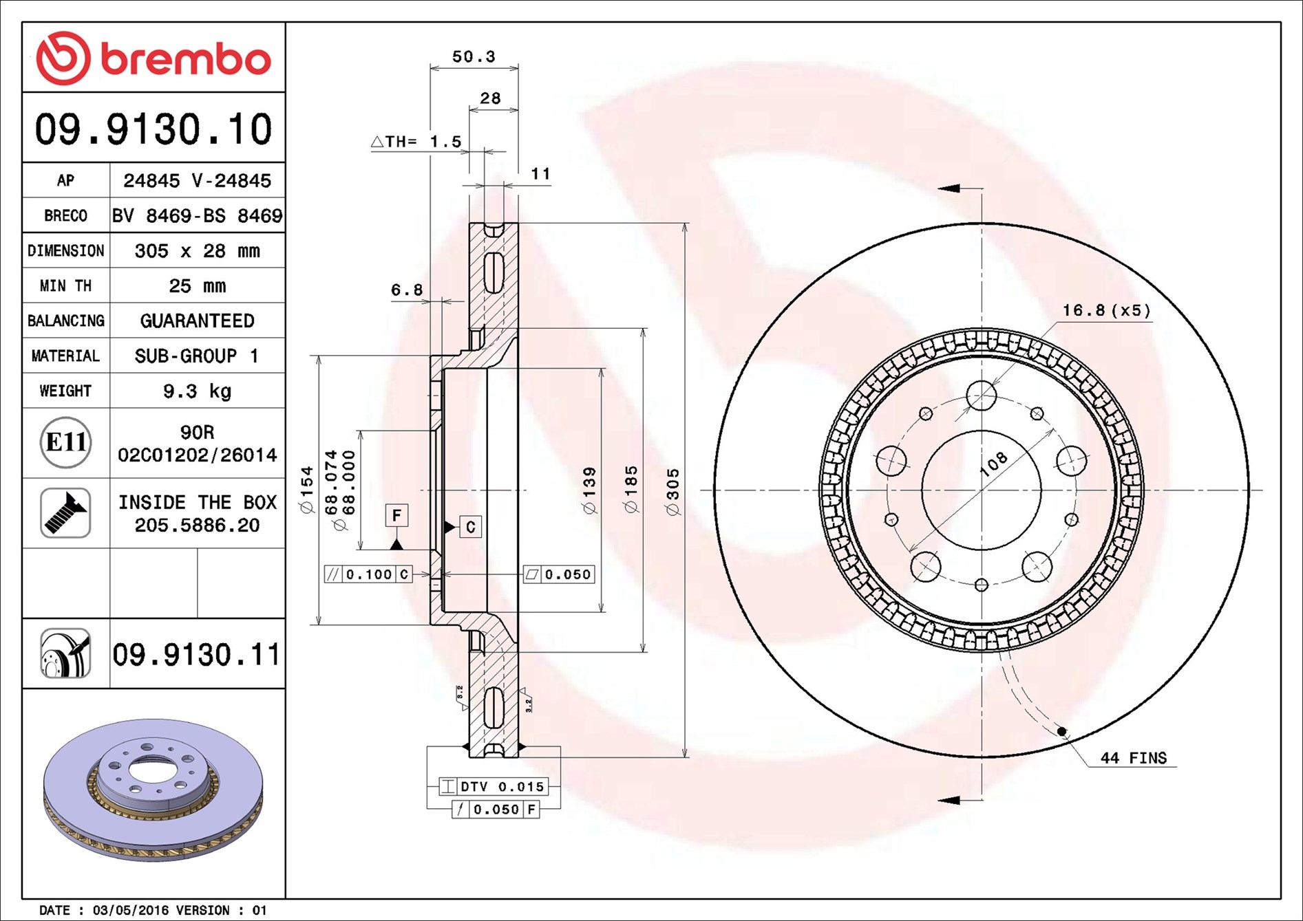 Discofreno - 09.9130.11 BREMBO