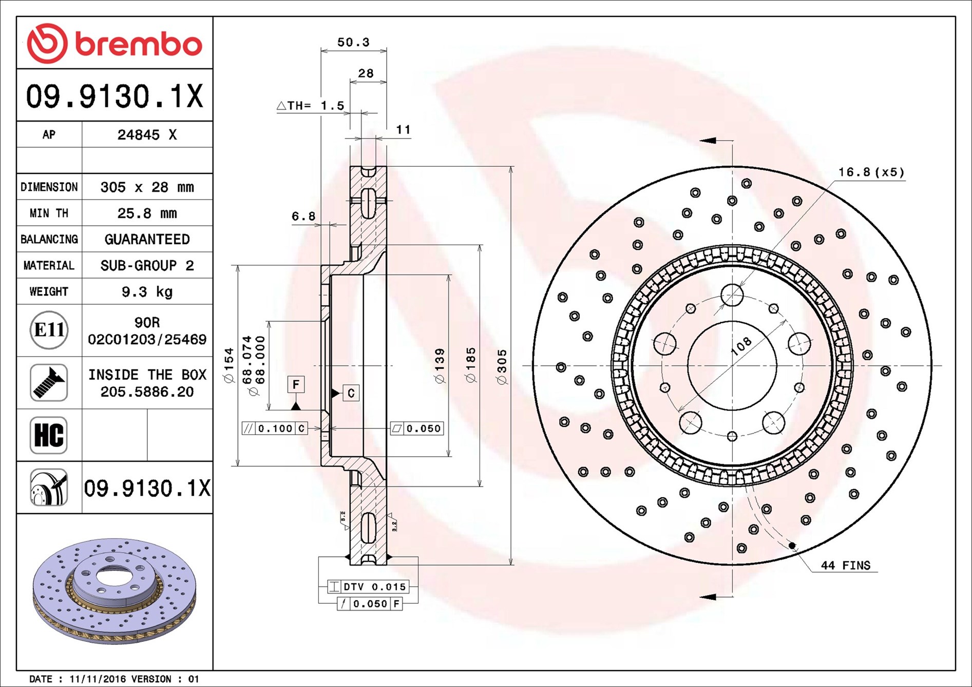 Discofreno - 09.9130.1X BREMBO
