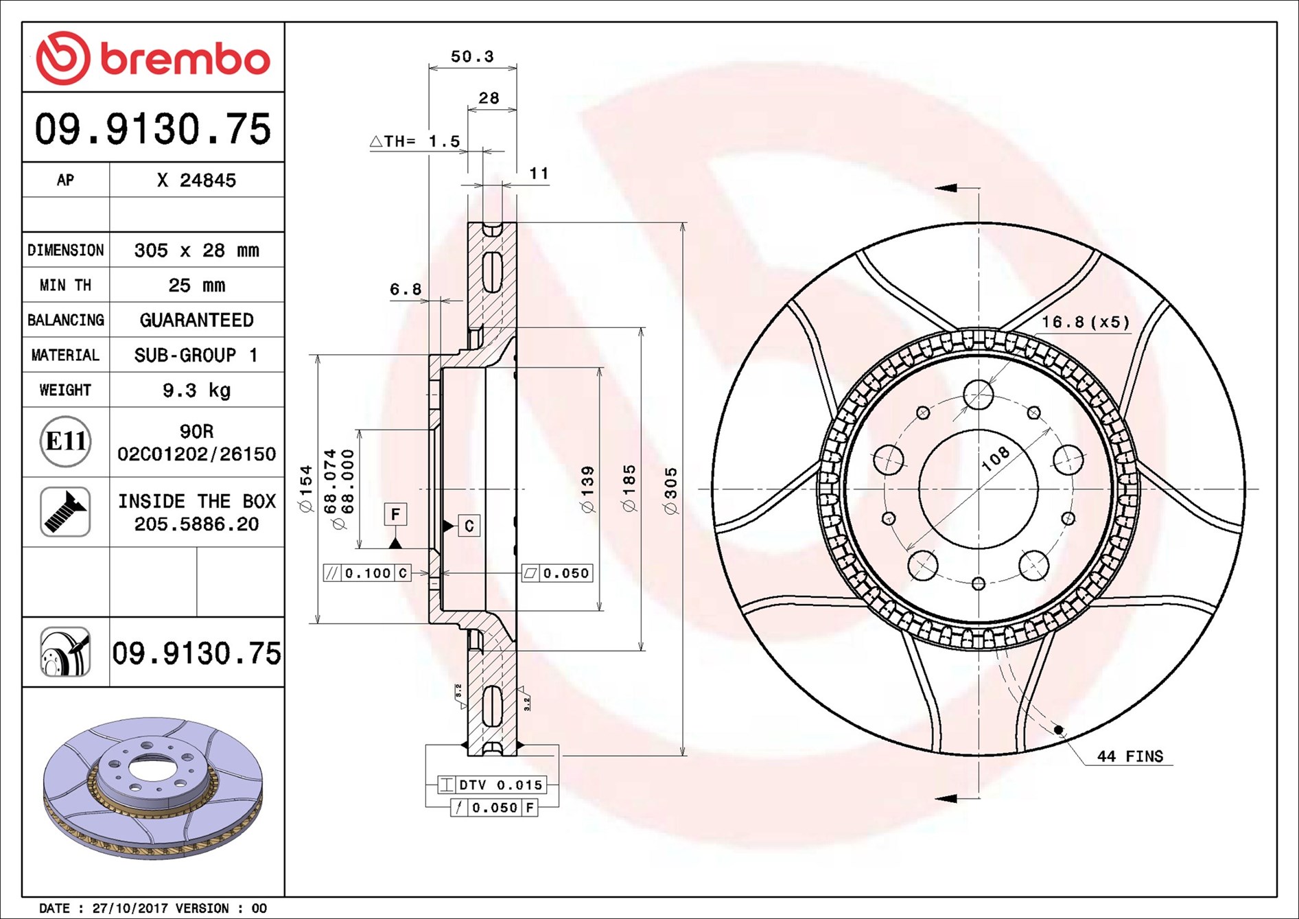 Discofreno - 09.9130.75 BREMBO