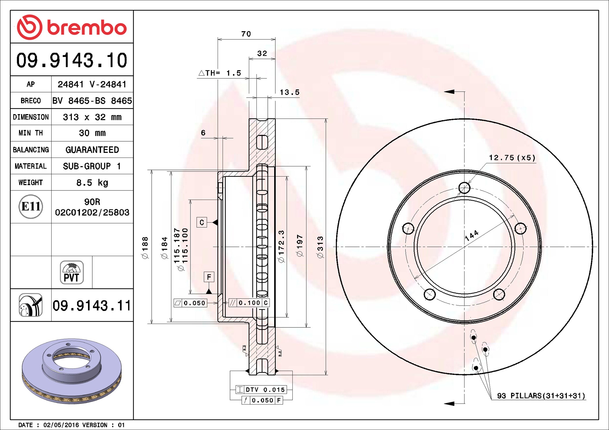 Discofreno - 09.9143.11 BREMBO