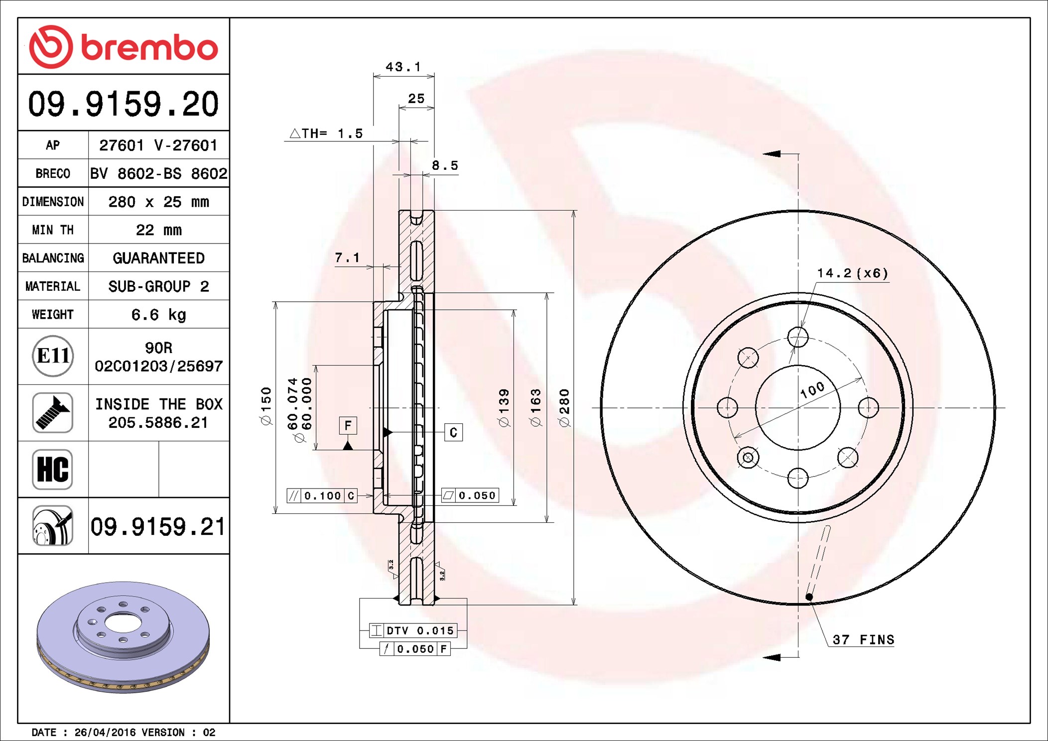 Discofreno - 09.9159.21 BREMBO