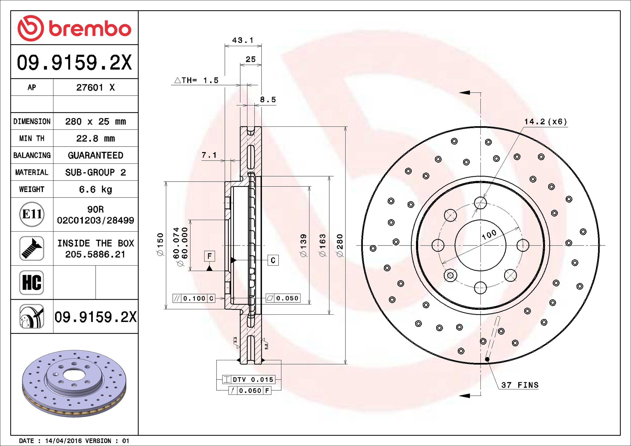 Discofreno - 09.9159.2X BREMBO