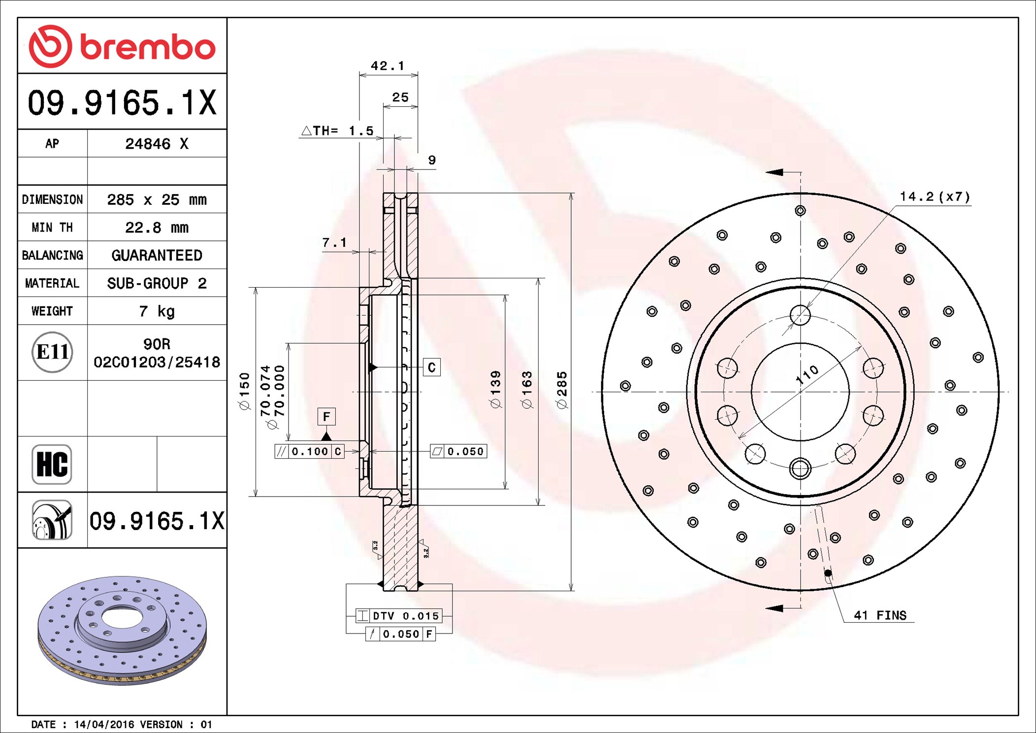 Brake Disc - 09.9165.1X BREMBO