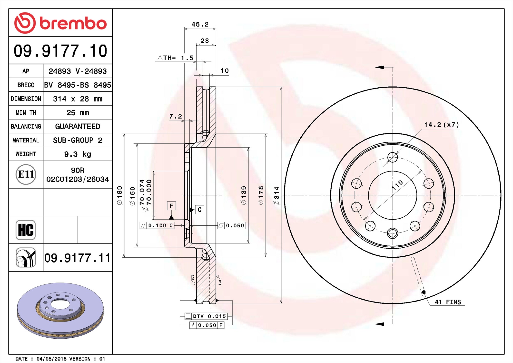 Discofreno - 09.9177.11 BREMBO