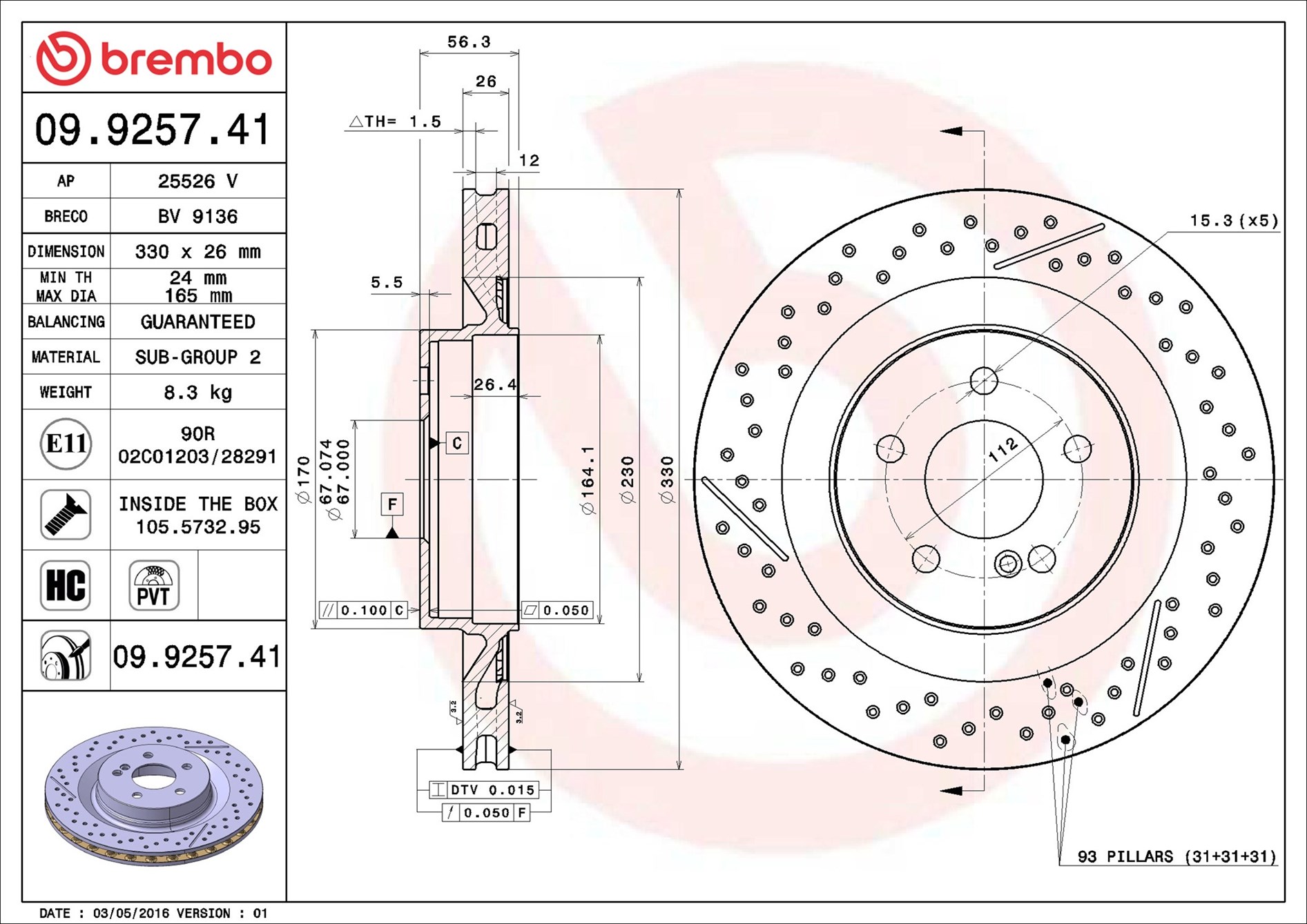 Brake Disc - 09.9257.41 BREMBO