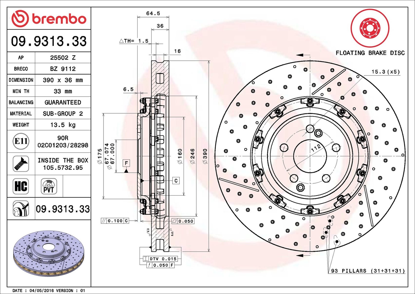 Discofreno - 09.9313.33 BREMBO