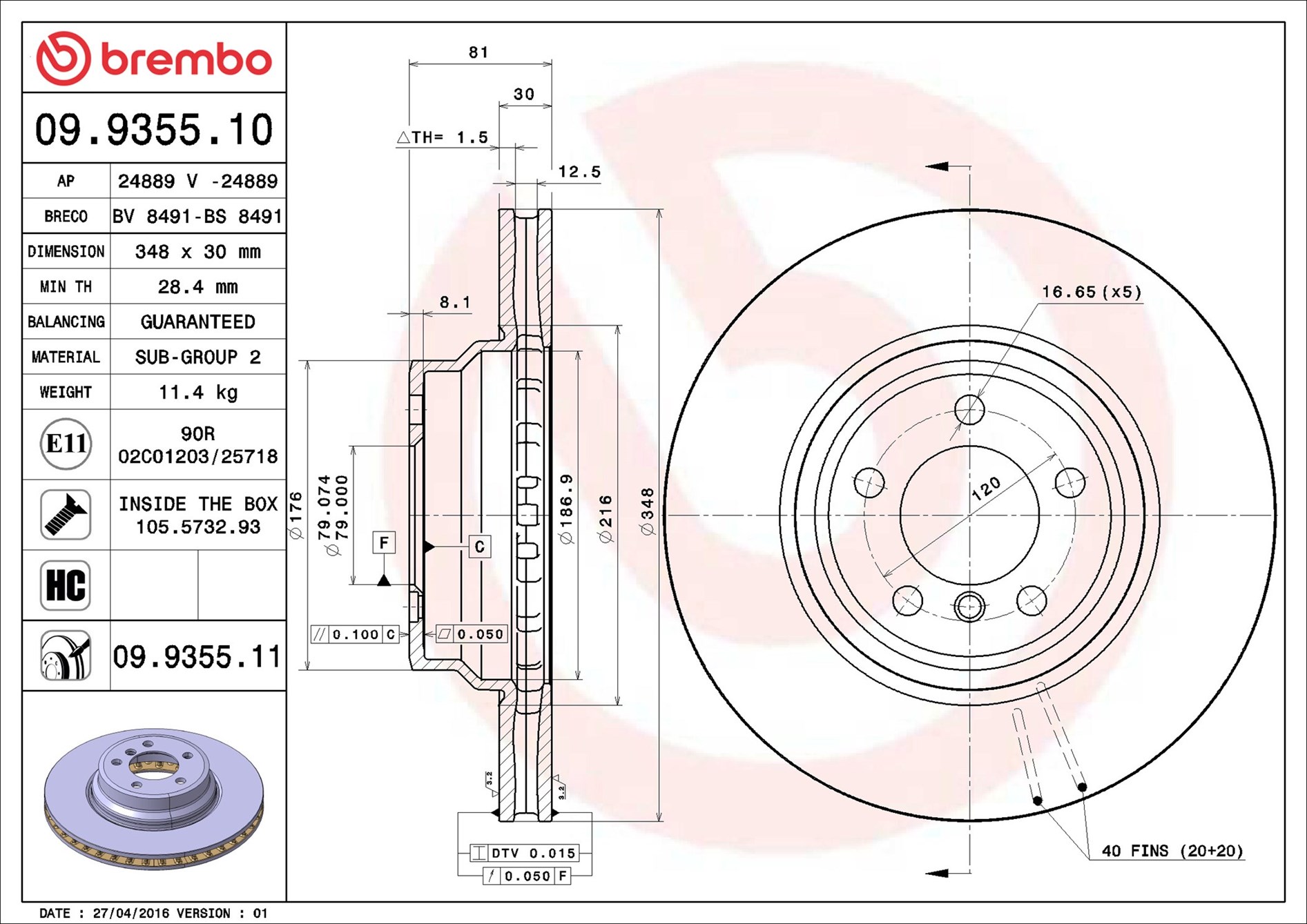 Discofreno - 09.9355.11 BREMBO
