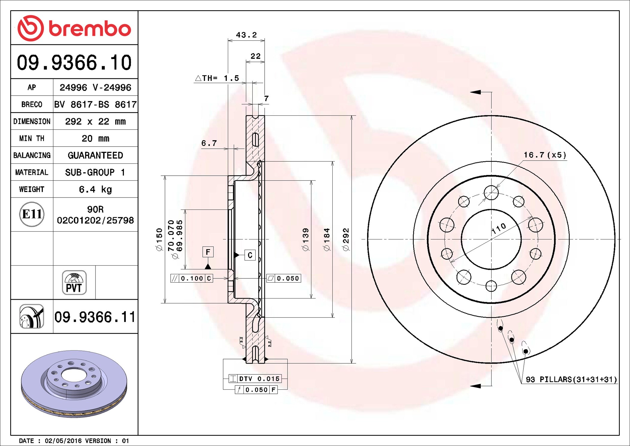 Discofreno - 09.9366.11 BREMBO